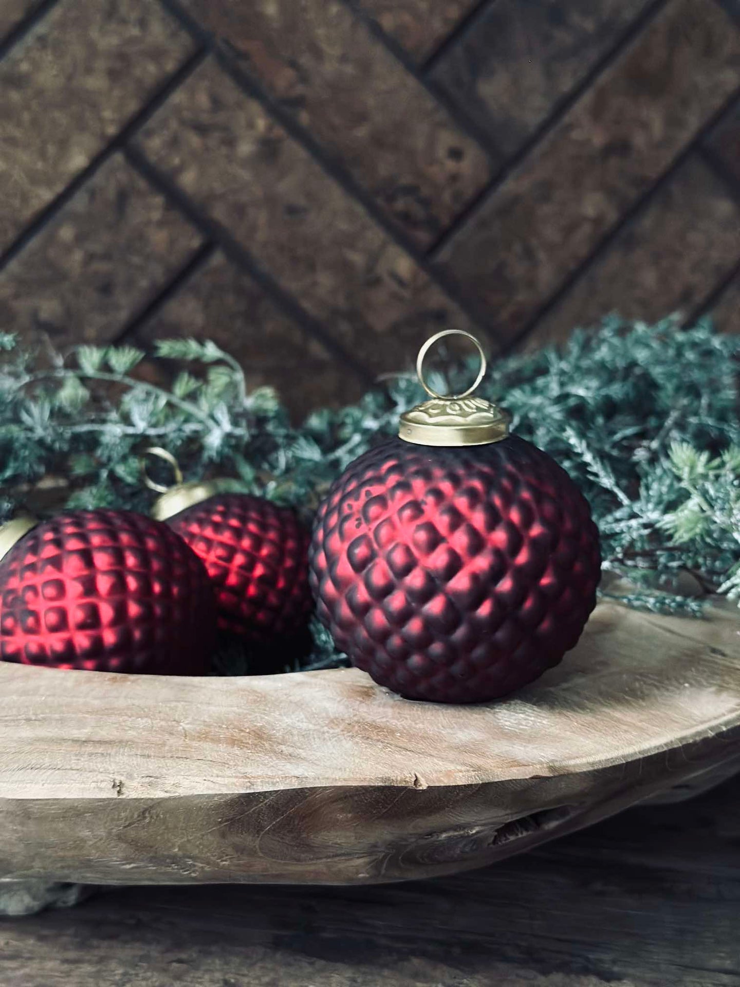 Weihnachtskugeln aus Glas Rot - Packung mit 3 Stk.