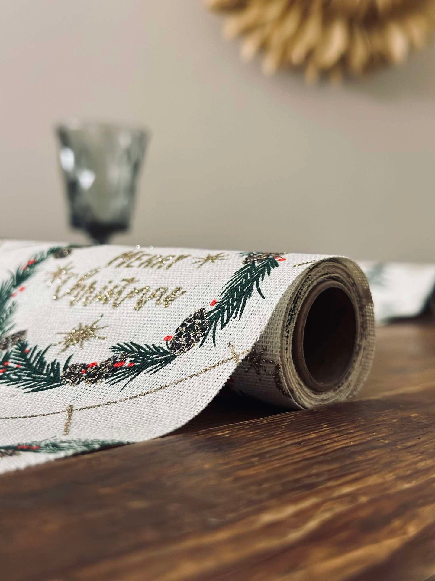 Tischläufer mit Weihnachtskranz - 2 Meter