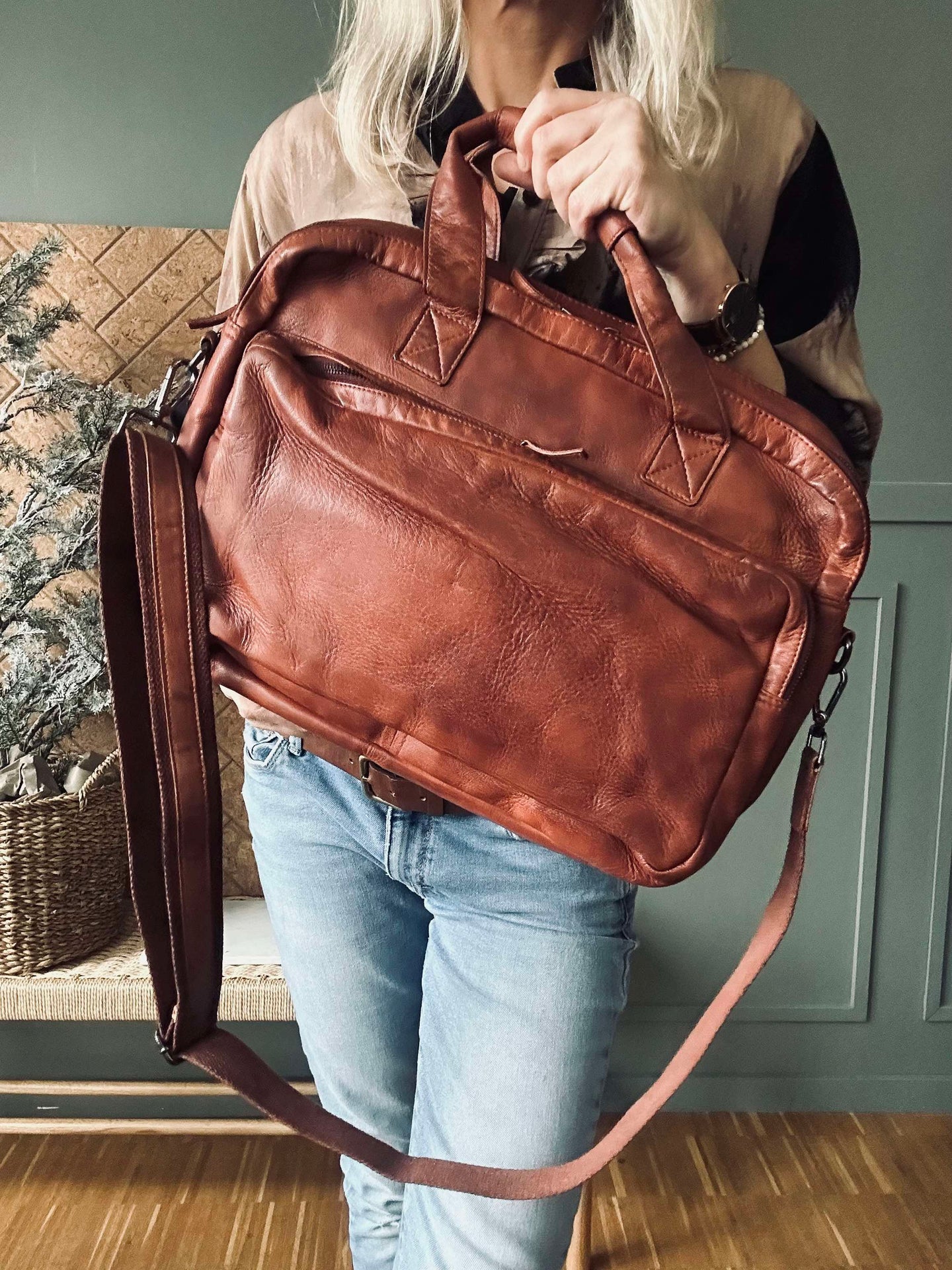 Arbeitstasche - Cognac Cow leather