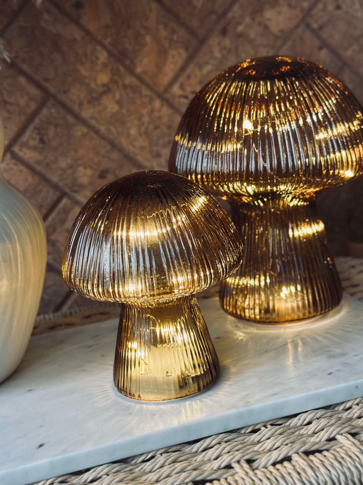 Mushroom mit Rillen 15cm - Golden