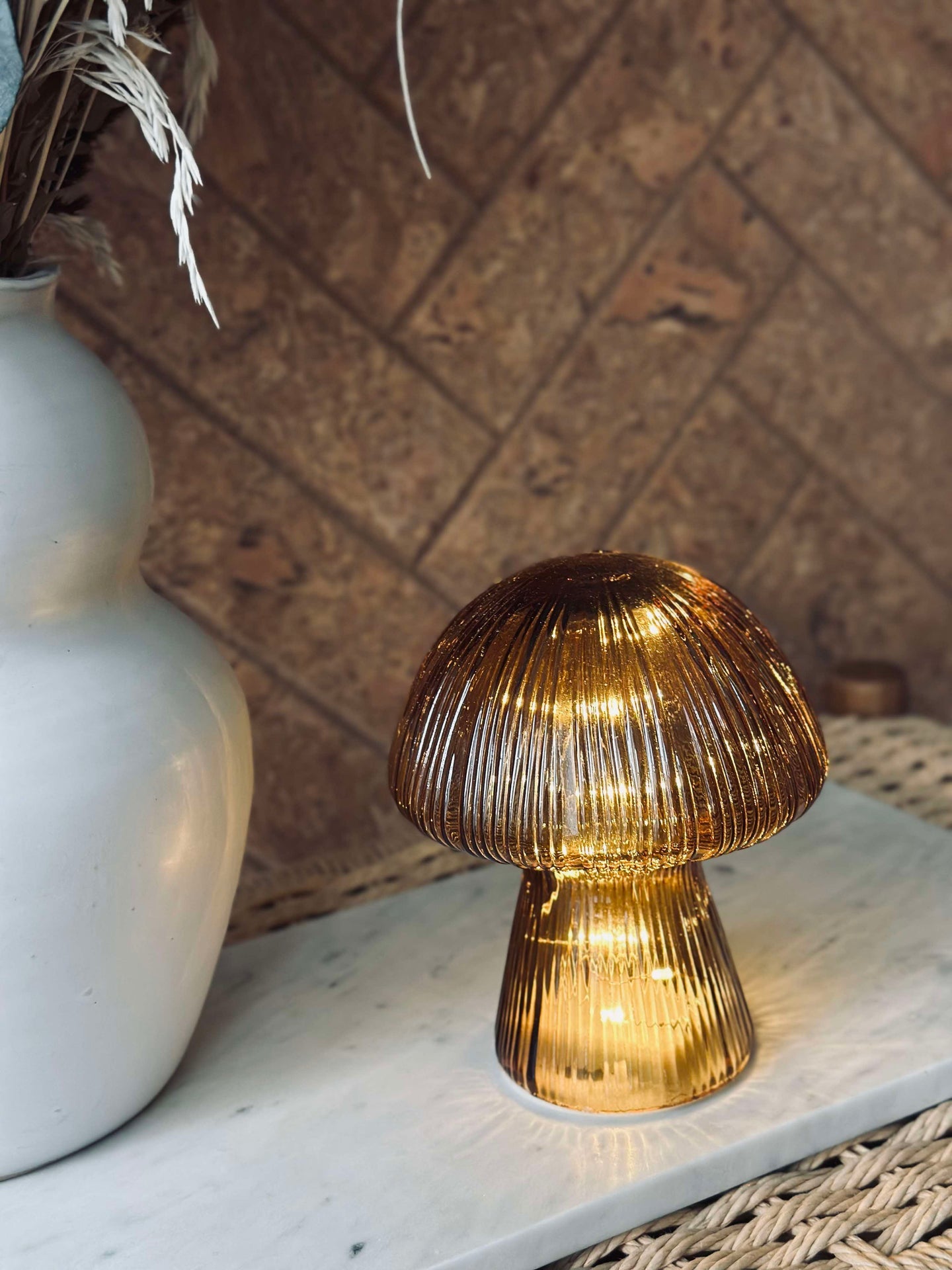 Mushroom mit Rillen 15cm - Golden