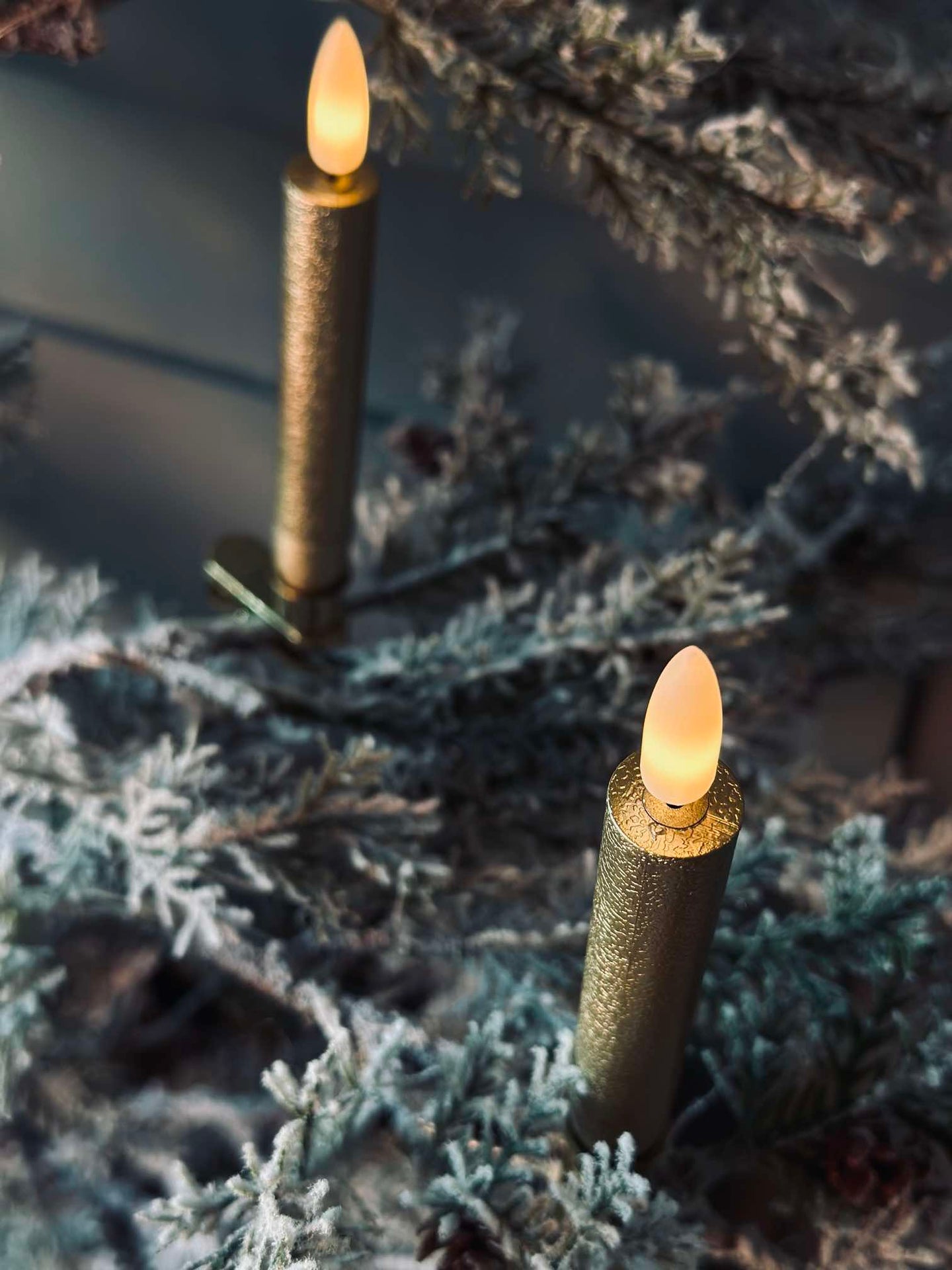 LED Weihnachtsbaumkerzen Gold - Set mit 10 Stück