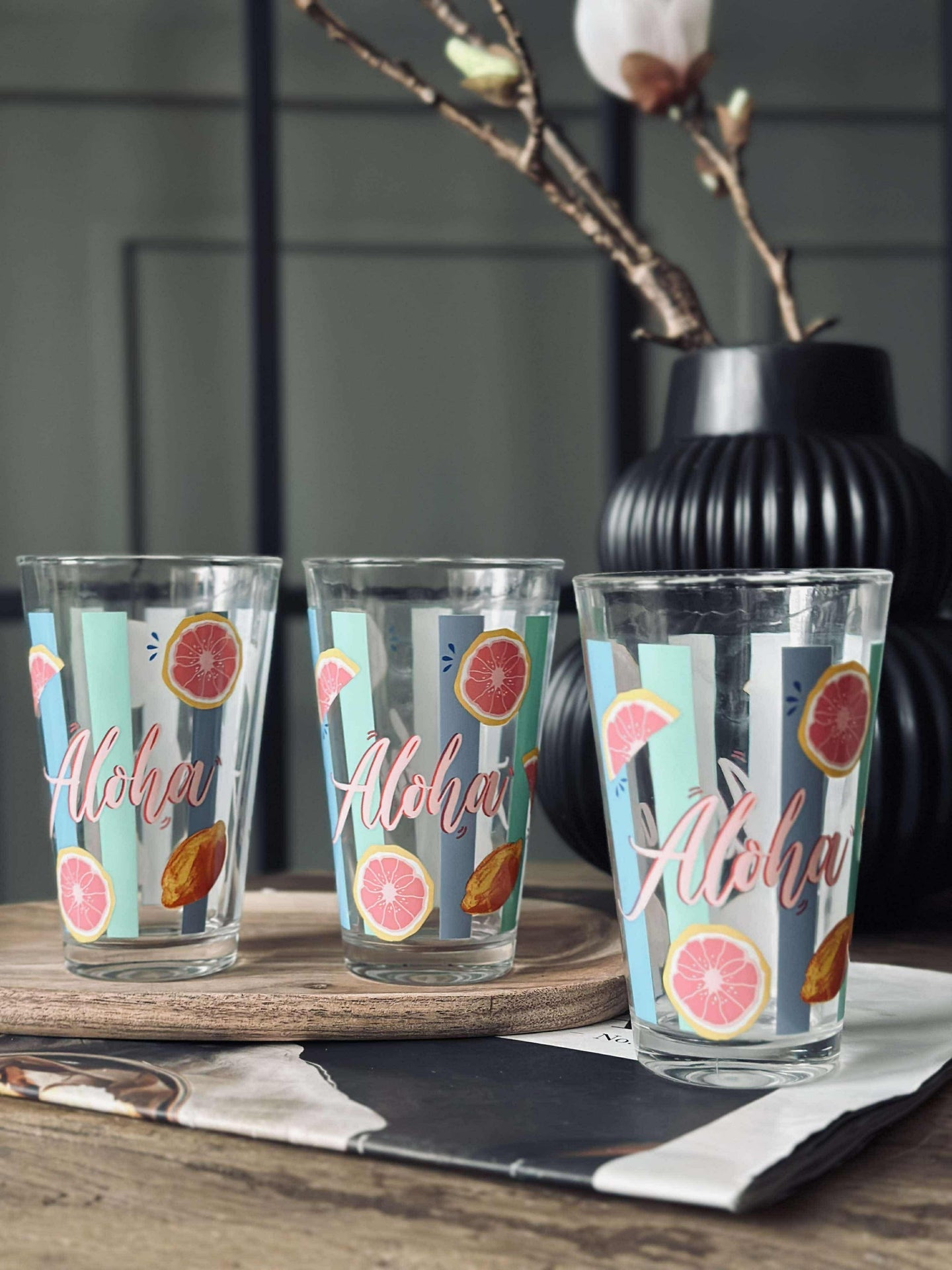 Glas Summer - Set mit 3 Stück.