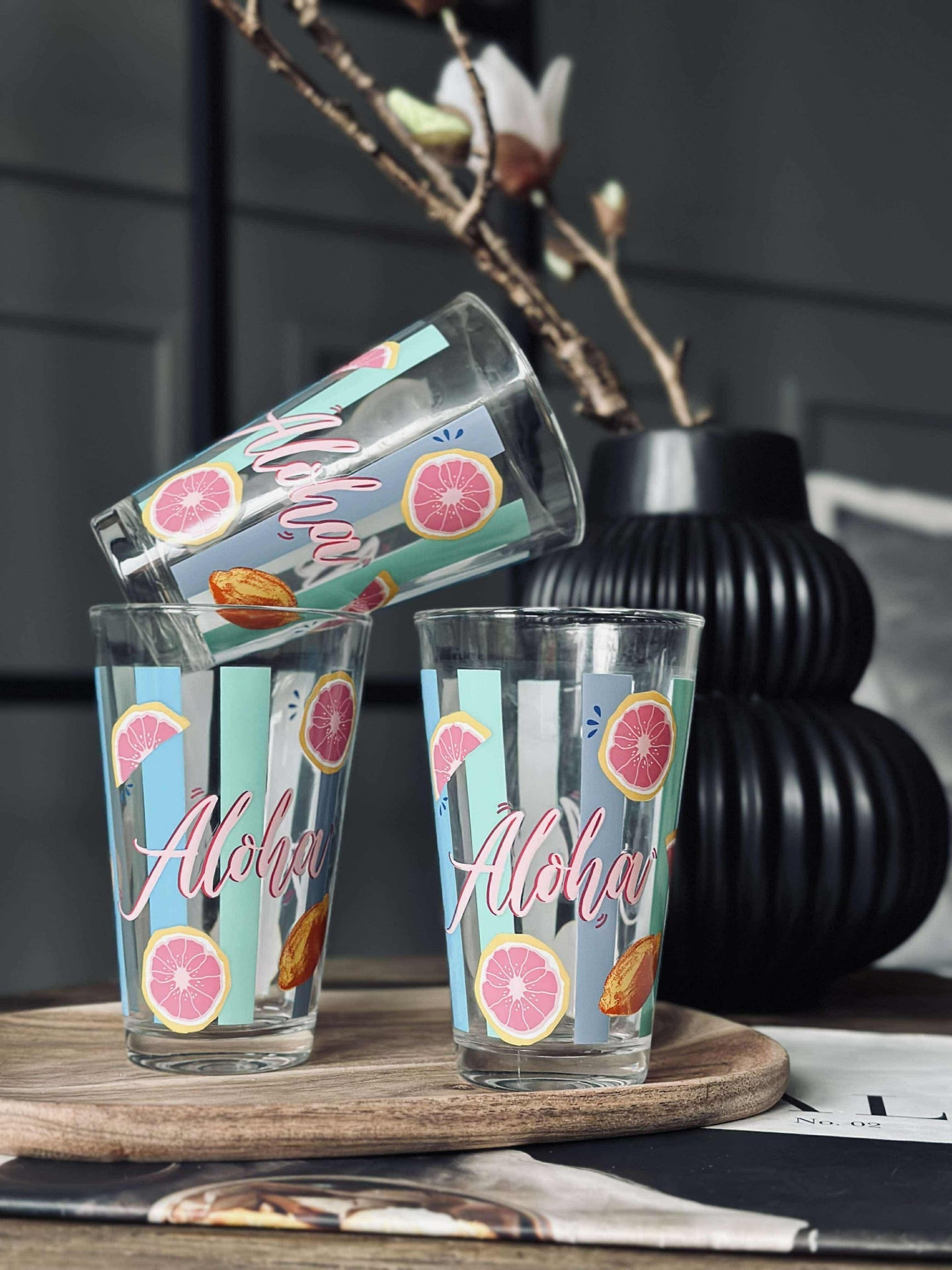 Glas Summer - Set mit 3 Stück.