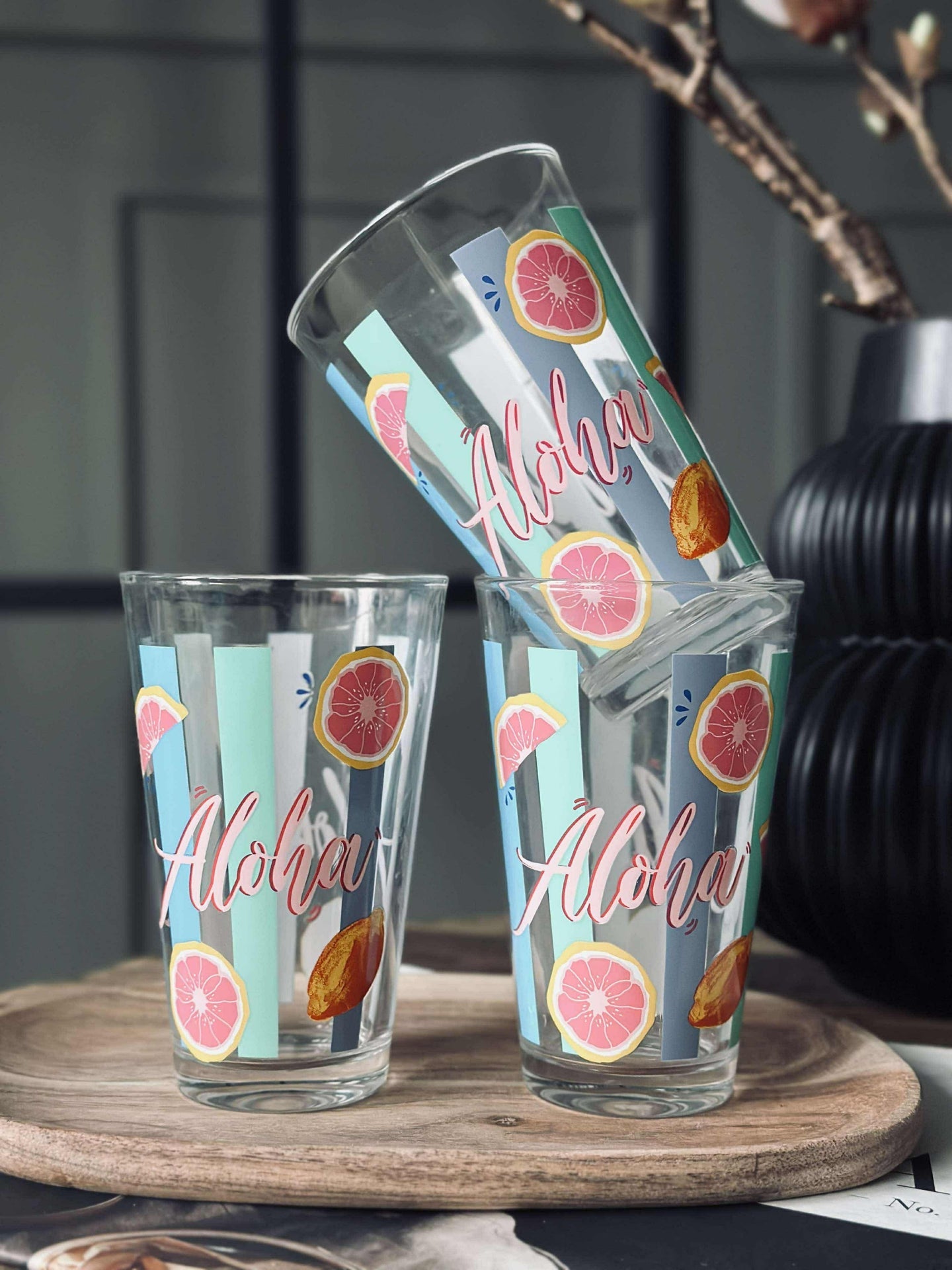 Glas Summer - Set mit 3 Stück.