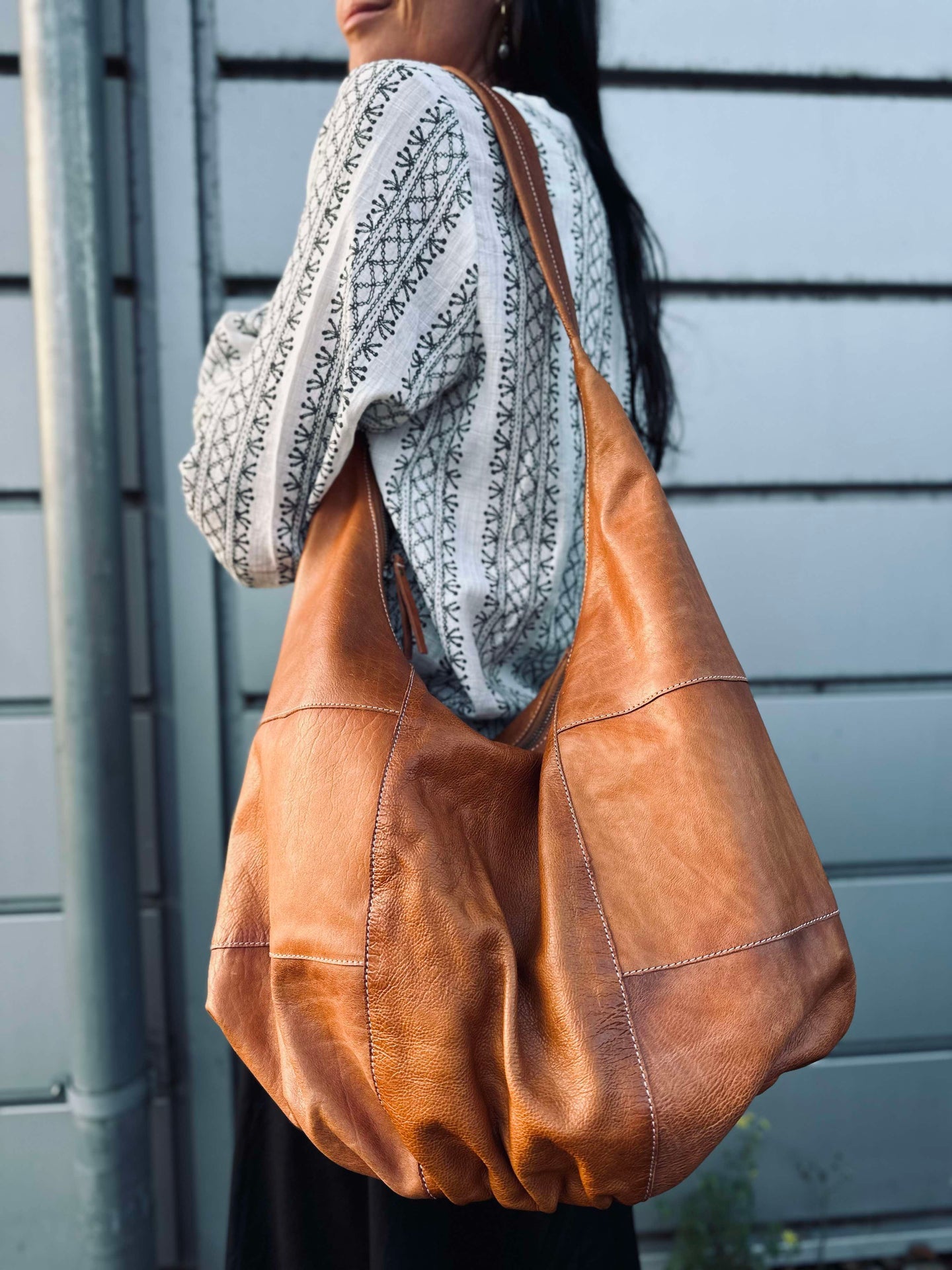 Schultertasche Big cognac