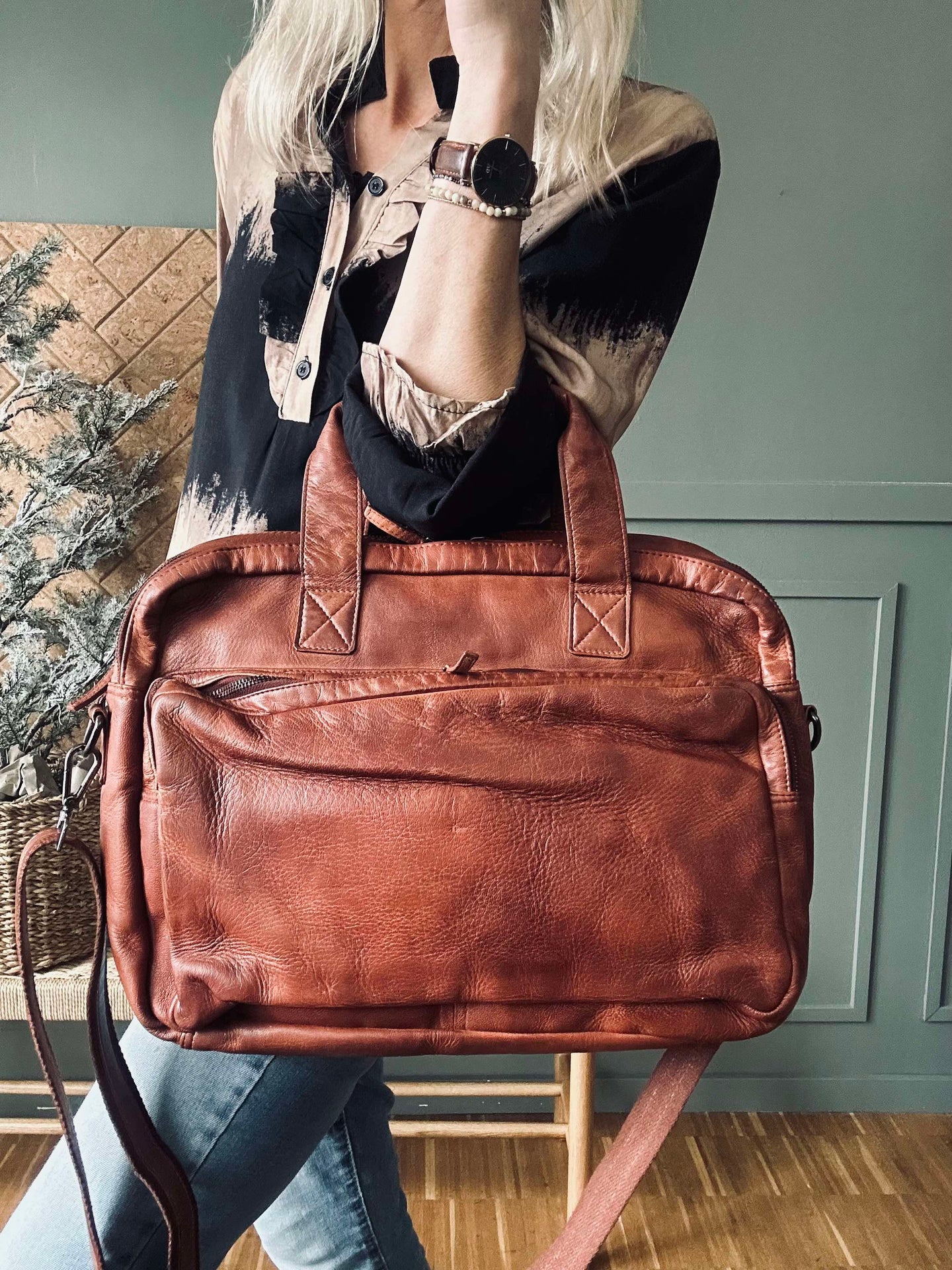 Arbeitstasche - Cognac Cow leather