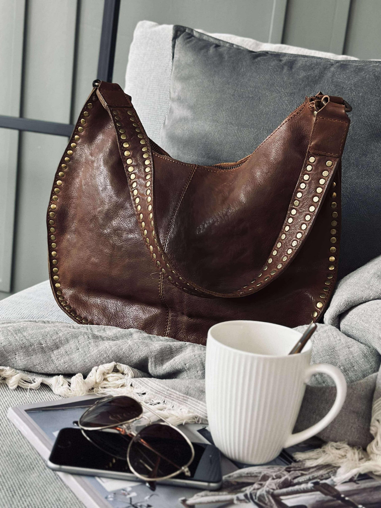 Schultertasche Celia Cognac