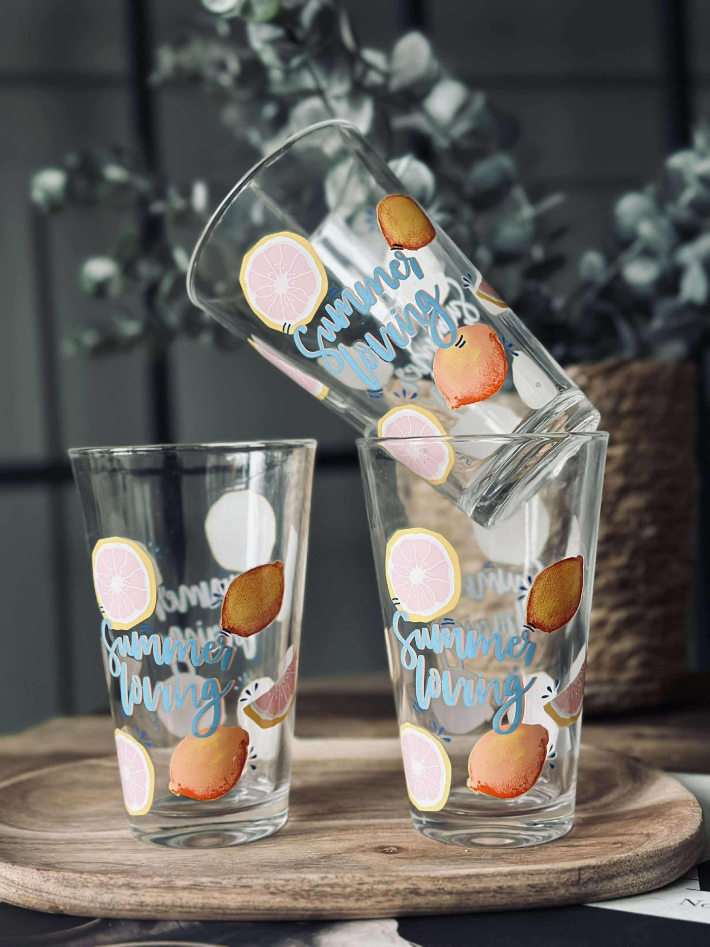 Glas Summer - Set mit 3 Stück.