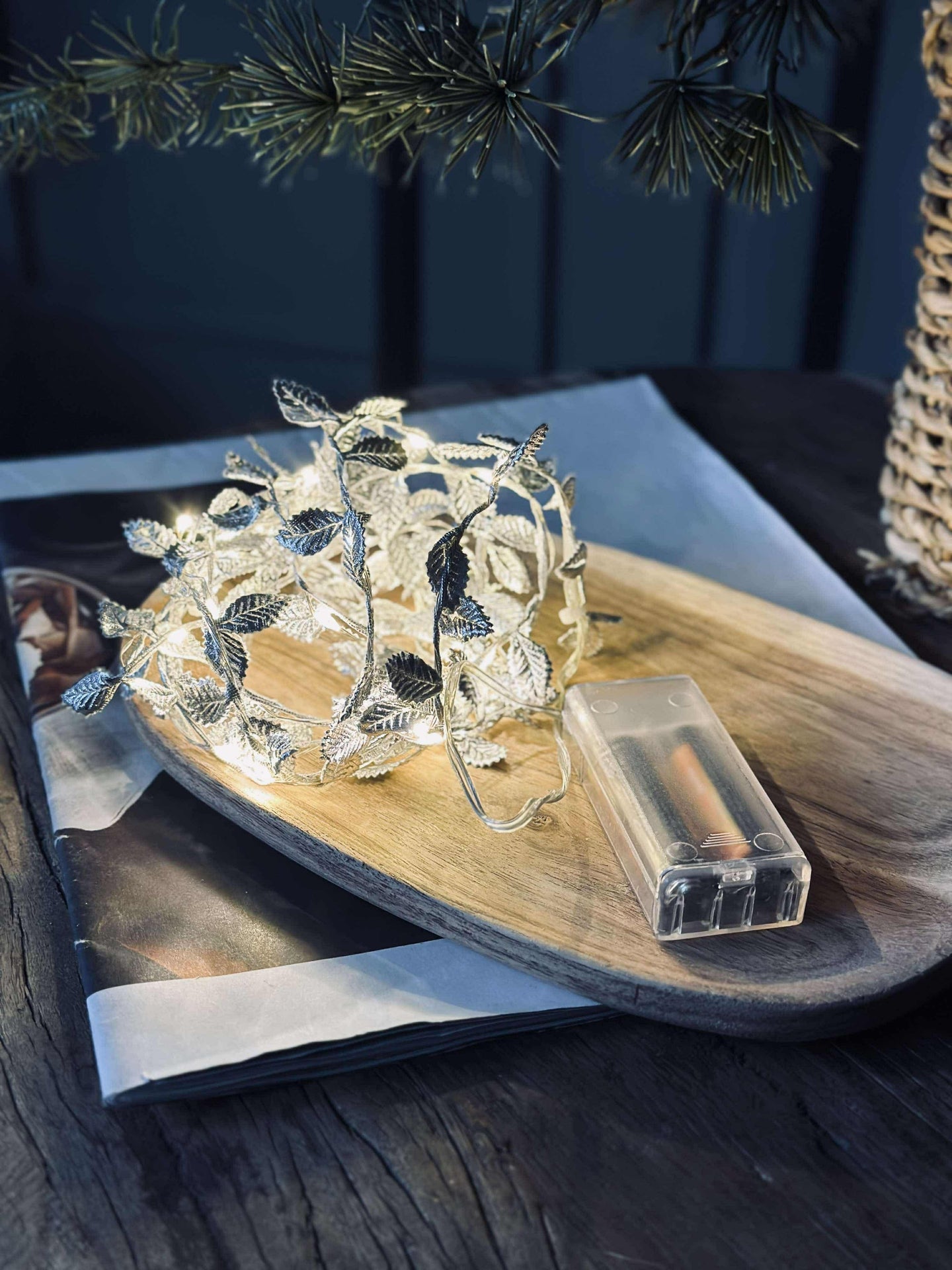 Lichterkette mit Blättern - Silver