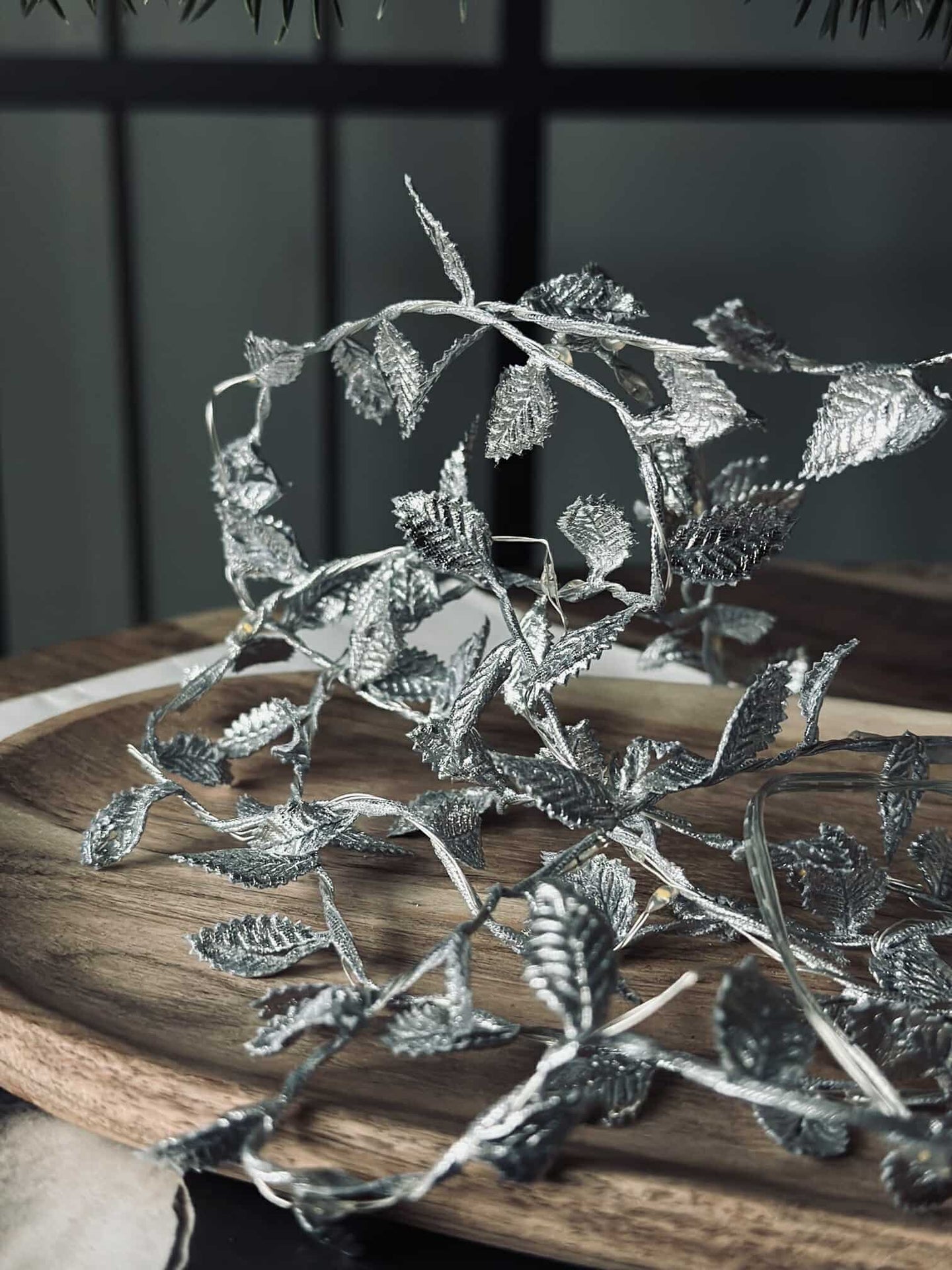 Lichterkette mit Blättern - Silver