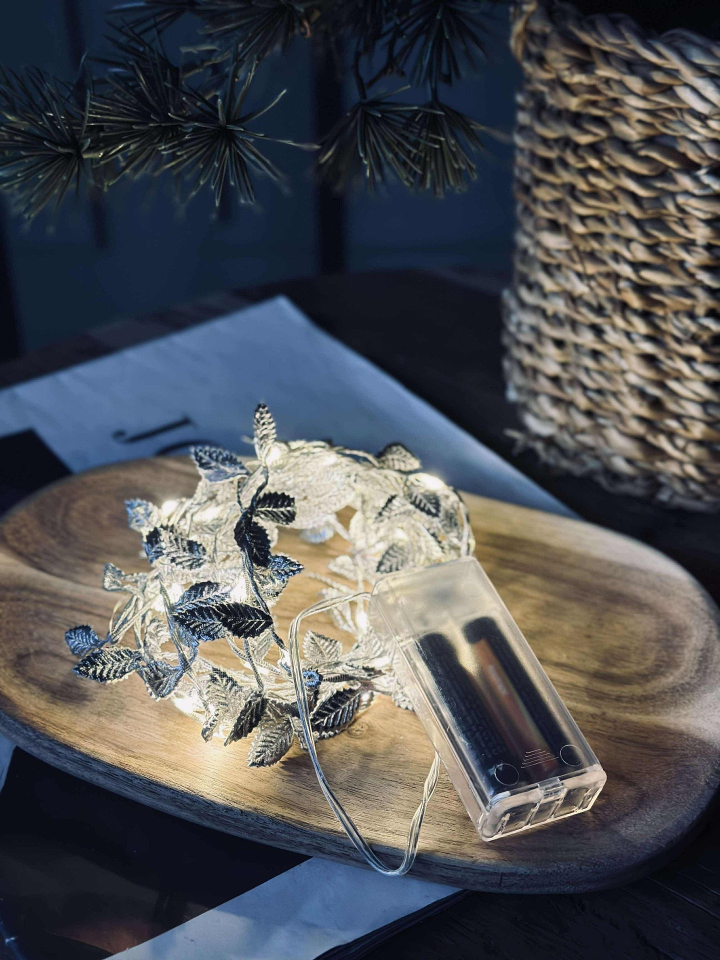 Lichterkette mit Blättern - Silver