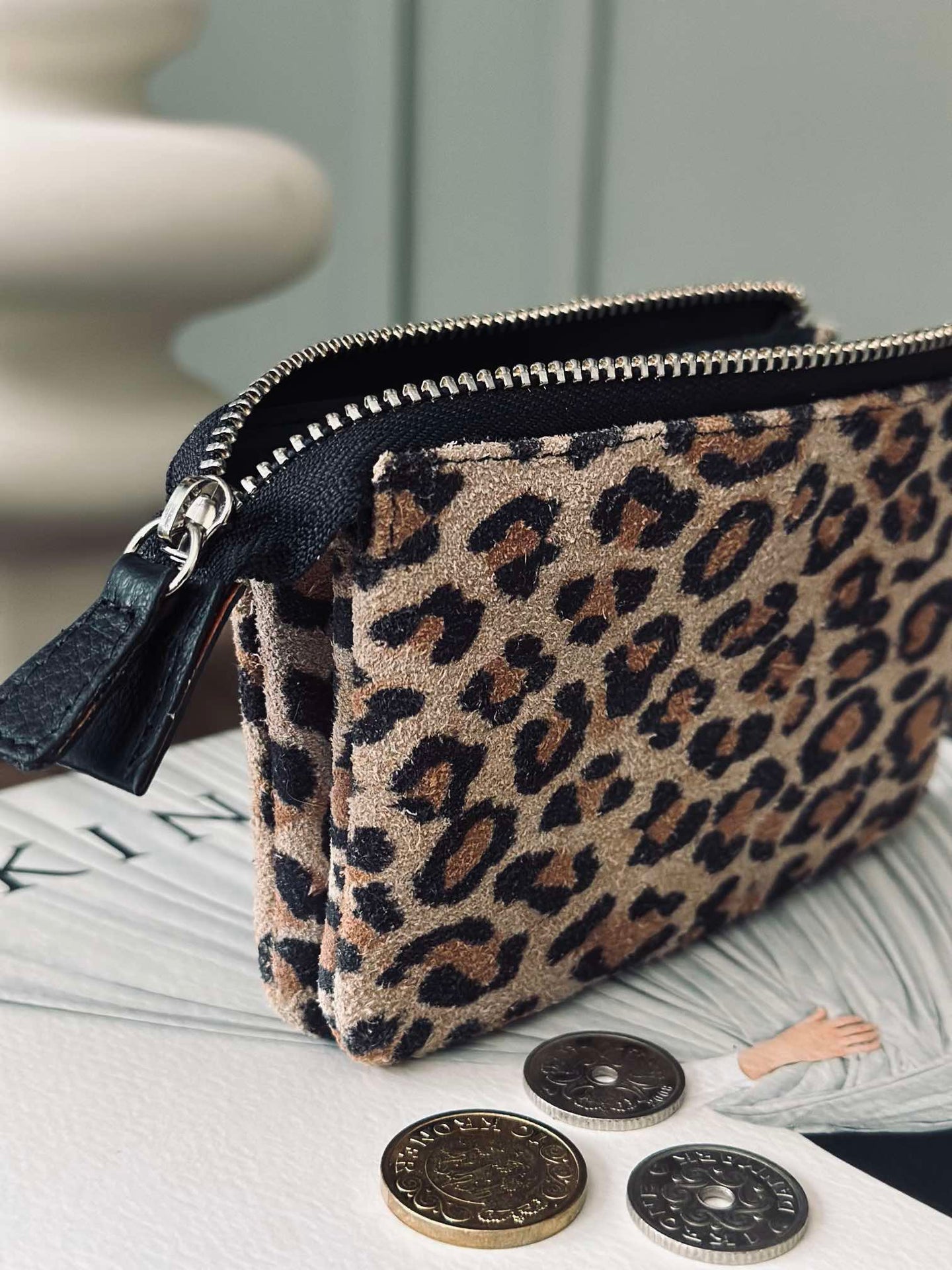 Geldbörse aus weichem Wildleder - Leopard