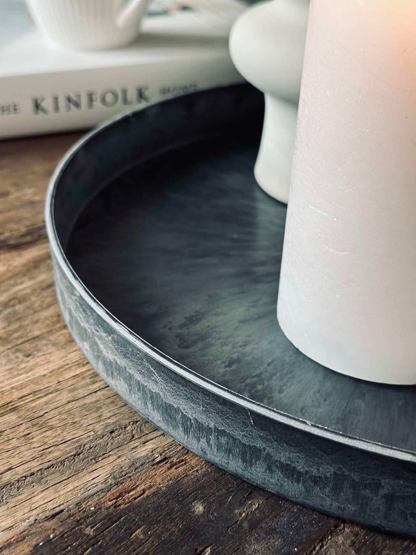 Rundes Tablett / Schale im Beton-Look - Groß