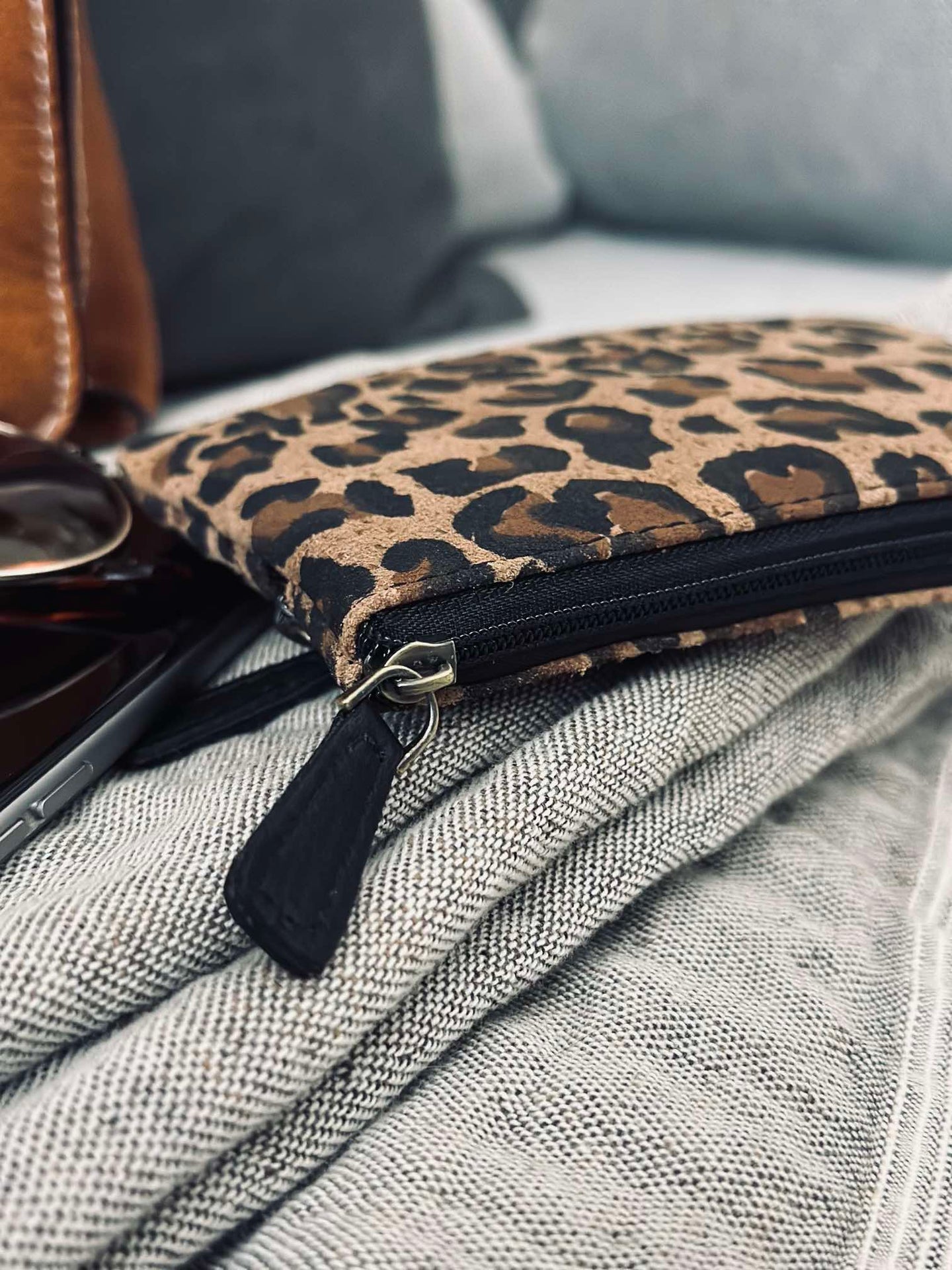 Geldbörse Dunkel Leopard Veloursleder