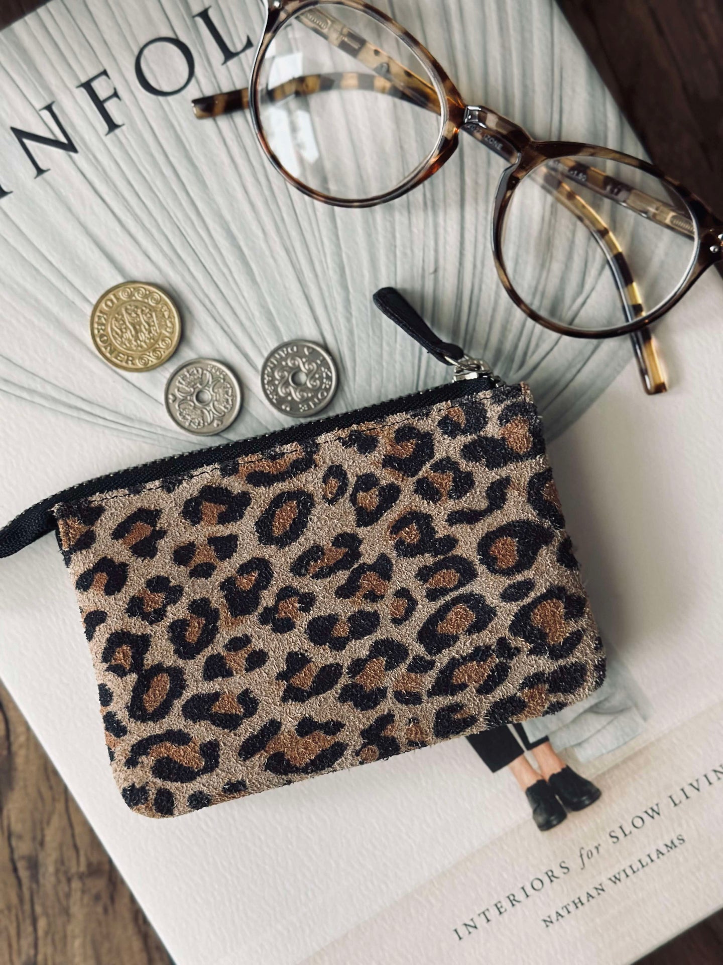 Geldbörse aus weichem Wildleder - Leopard