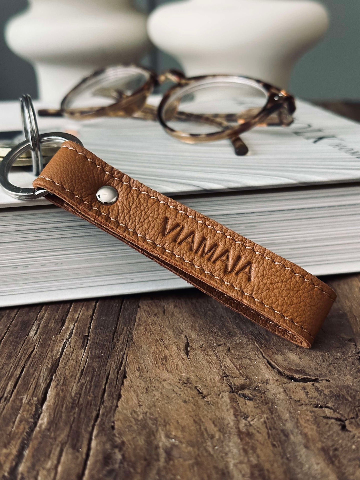 Schlüsselring VIAMAJA - Cognac-Leder
