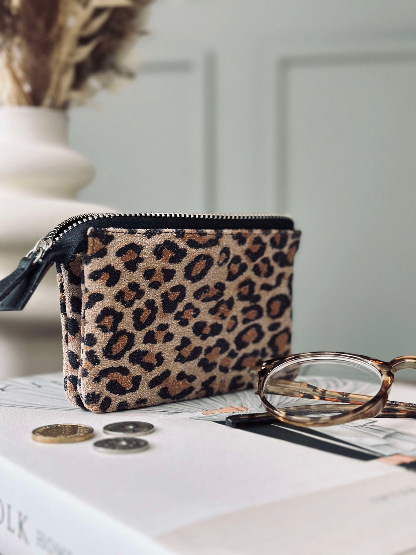 Geldbörse aus weichem Wildleder - Leopard