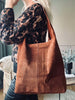 Shopper Dark Cognac Veloursleder