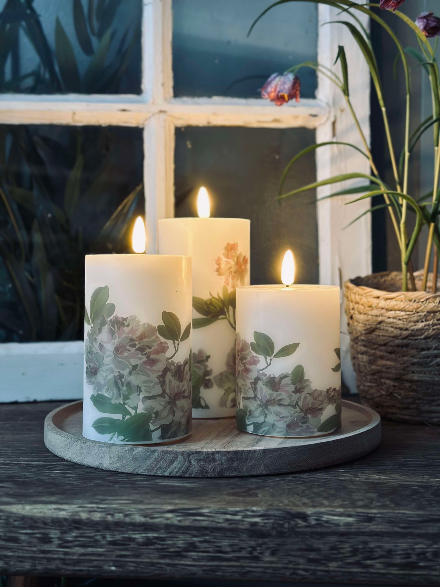 LED Hortensie – Set mit 3 Stk. und Fernbedienung