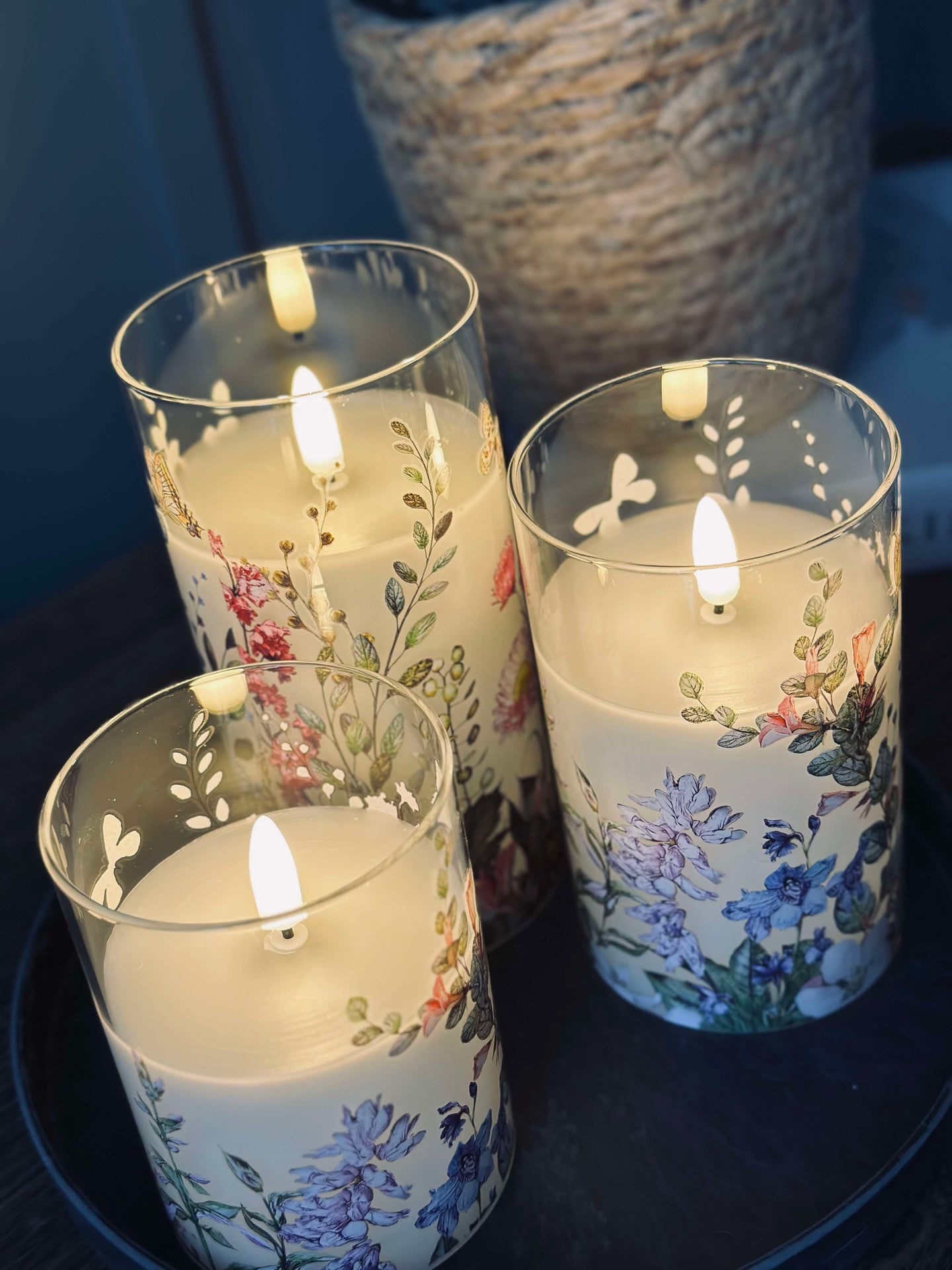 LED FLORA Cylinder – Set mit 3 Stück und Fernbedienung
