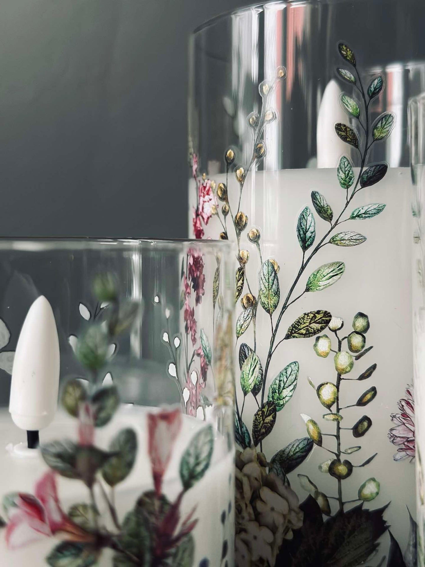 LED FLORA Cylinder – Set mit 3 Stück und Fernbedienung