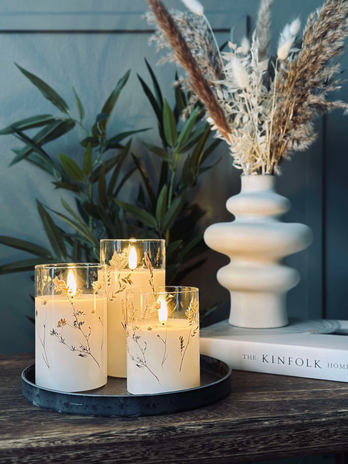 LED FLORA Cylinder – Set mit 3 Stück und Fernbedienung