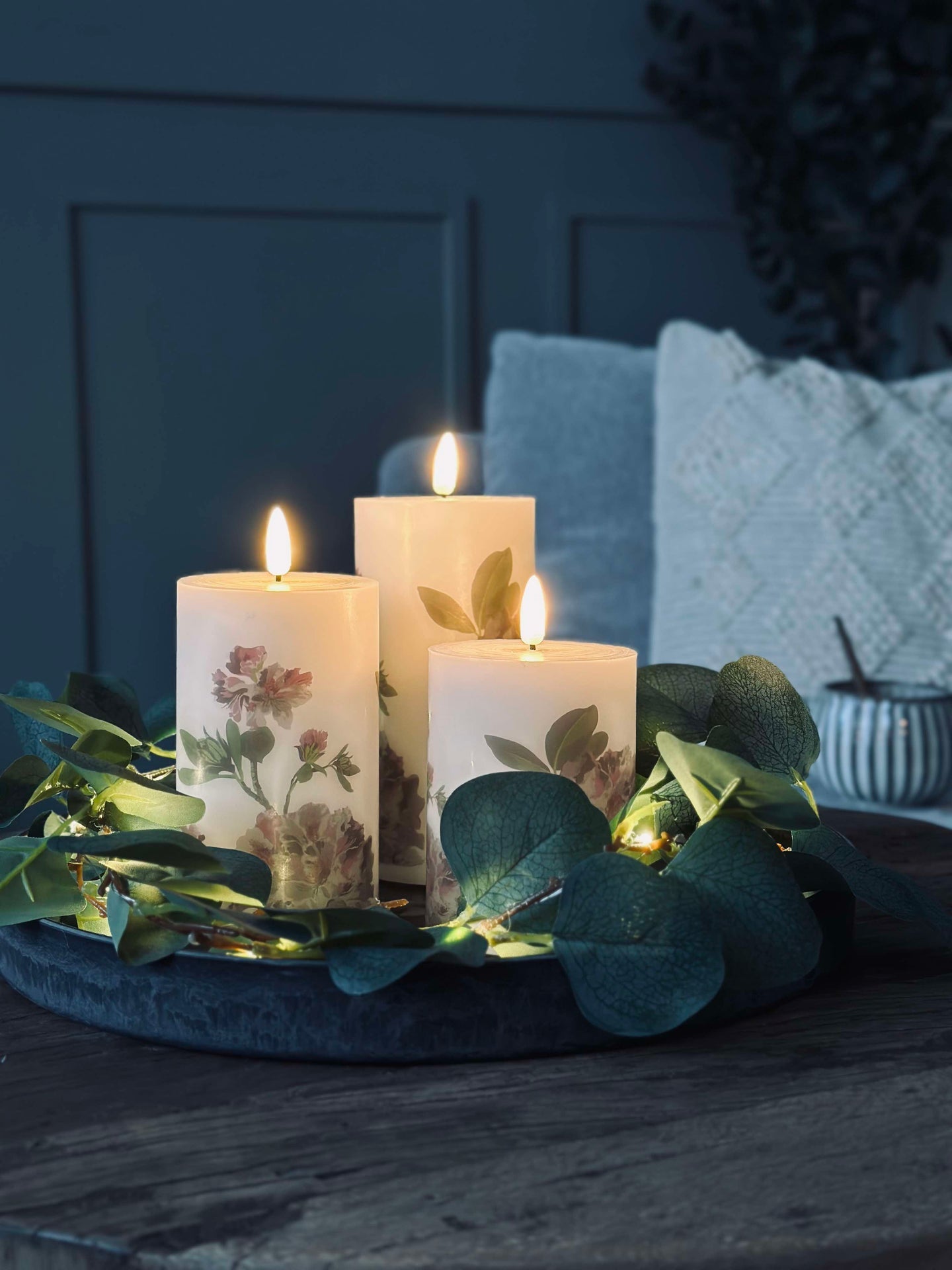 LED Hortensie – Set mit 3 Stk. und Fernbedienung