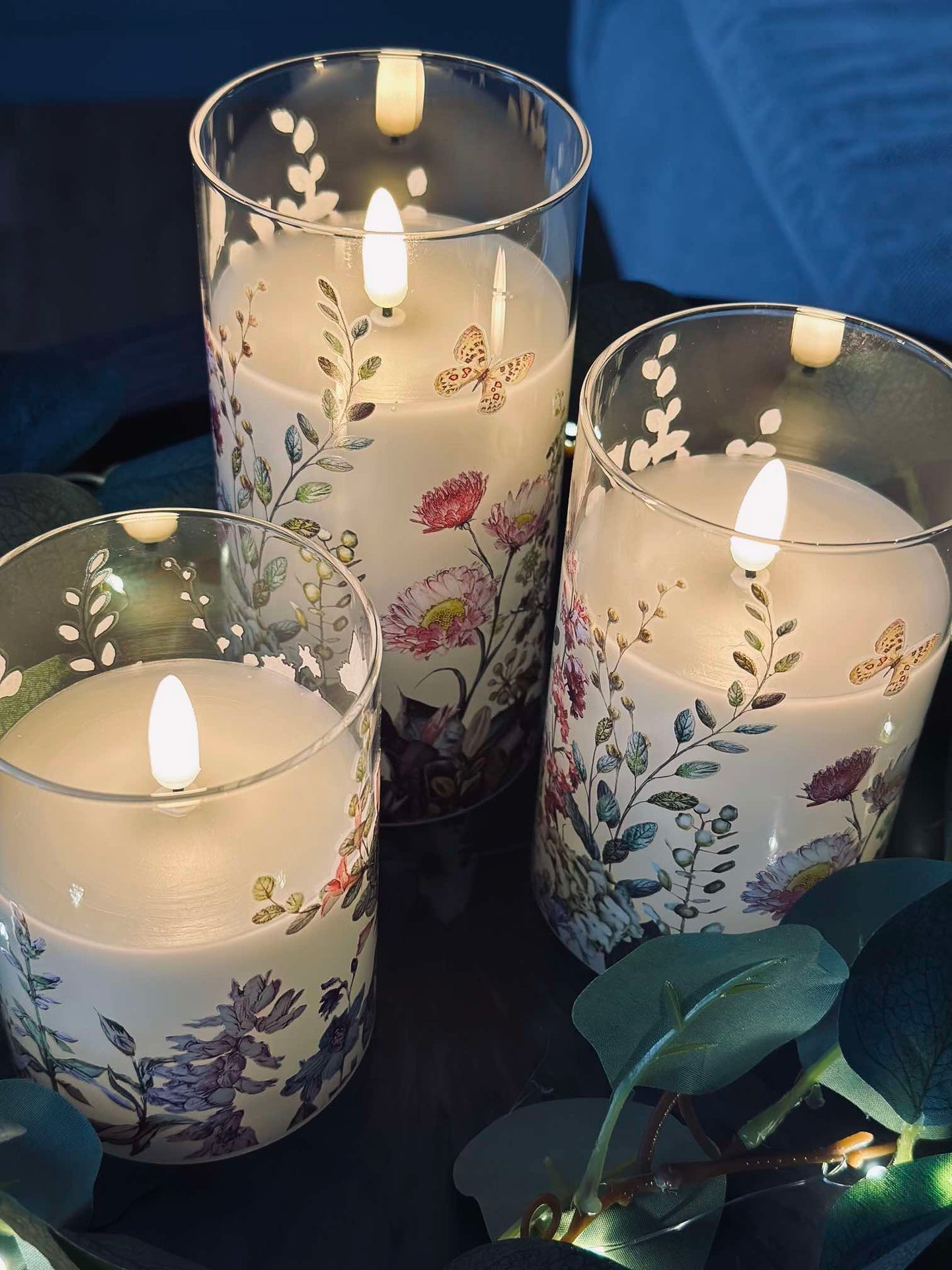 LED FLORA Cylinder – Set mit 3 Stück und Fernbedienung