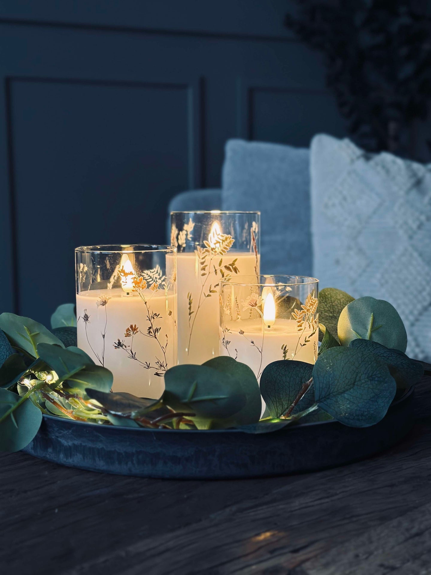 LED FLORA Cylinder – Set mit 3 Stück und Fernbedienung
