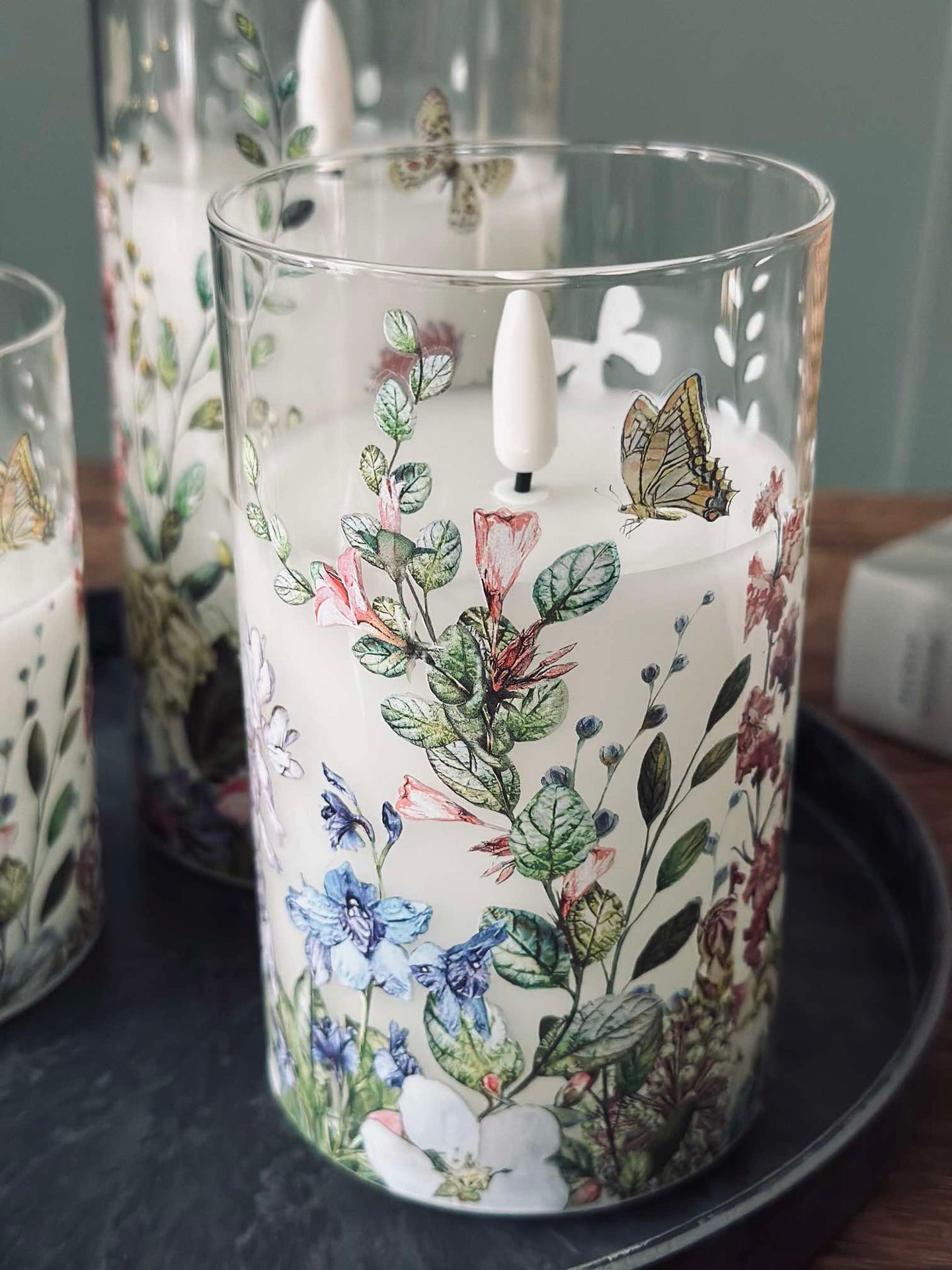 LED FLORA Cylinder – Set mit 3 Stück und Fernbedienung