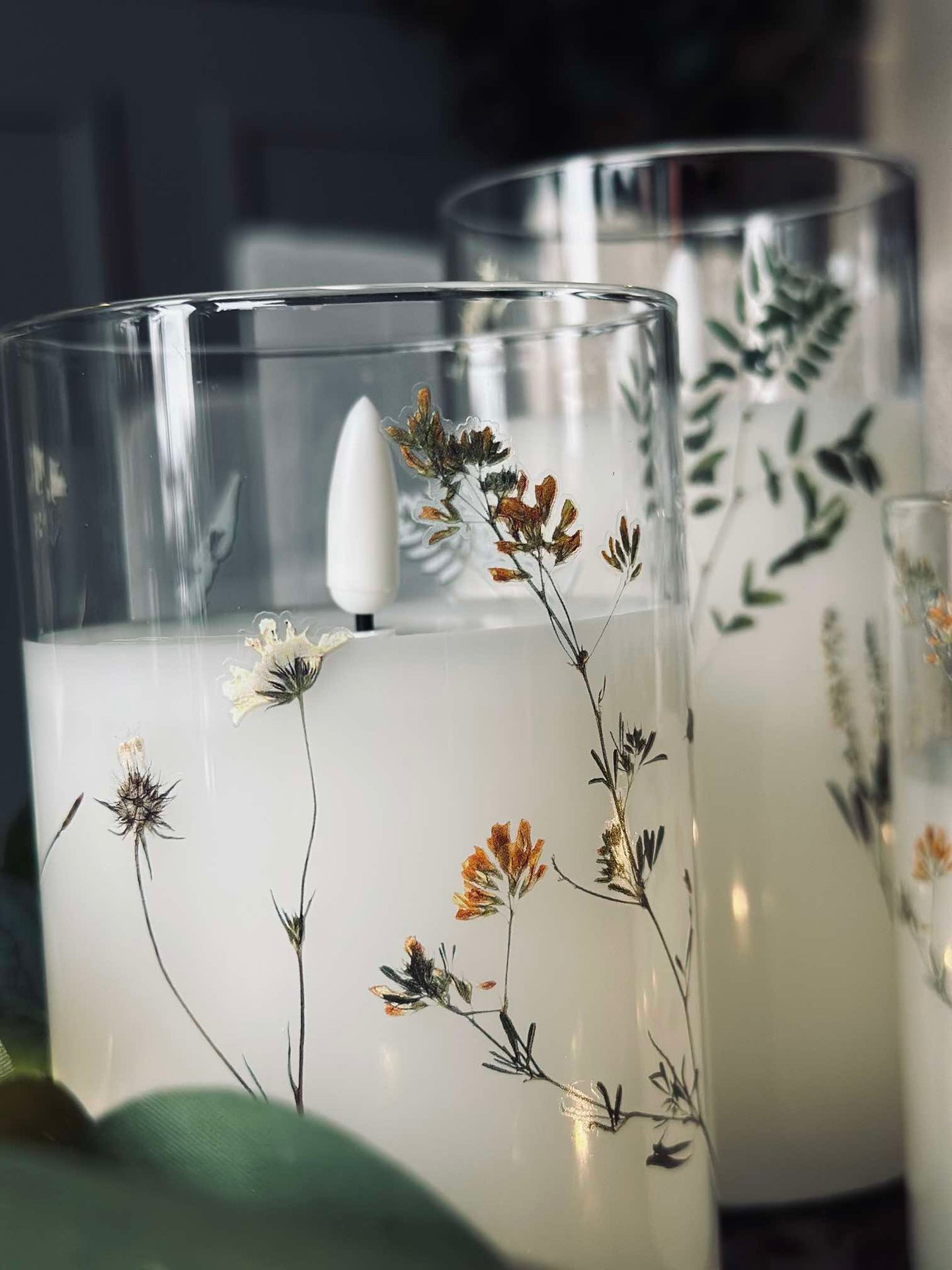 LED FLORA Cylinder – Set mit 3 Stück und Fernbedienung