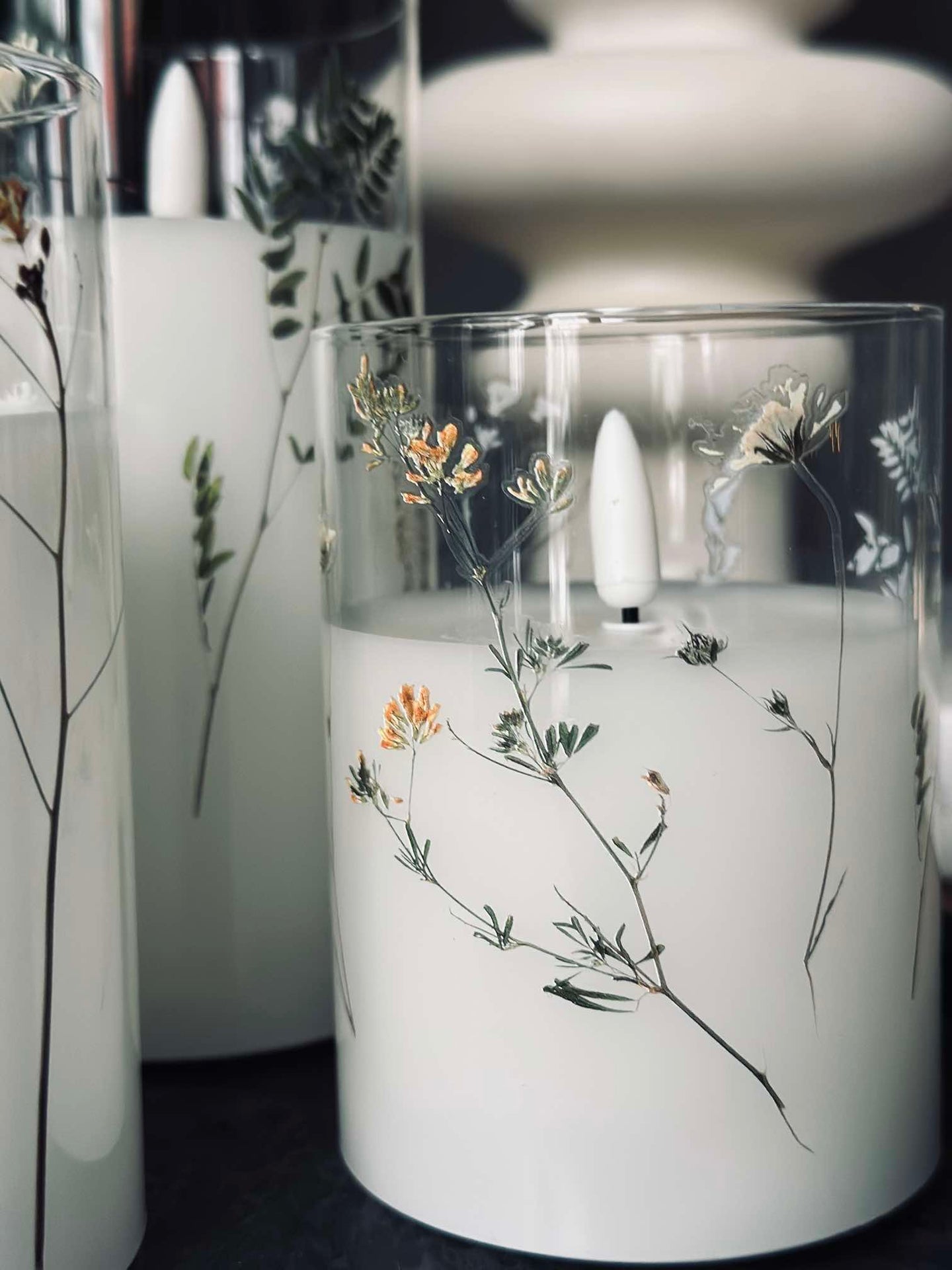 LED FLORA Cylinder – Set mit 3 Stück und Fernbedienung