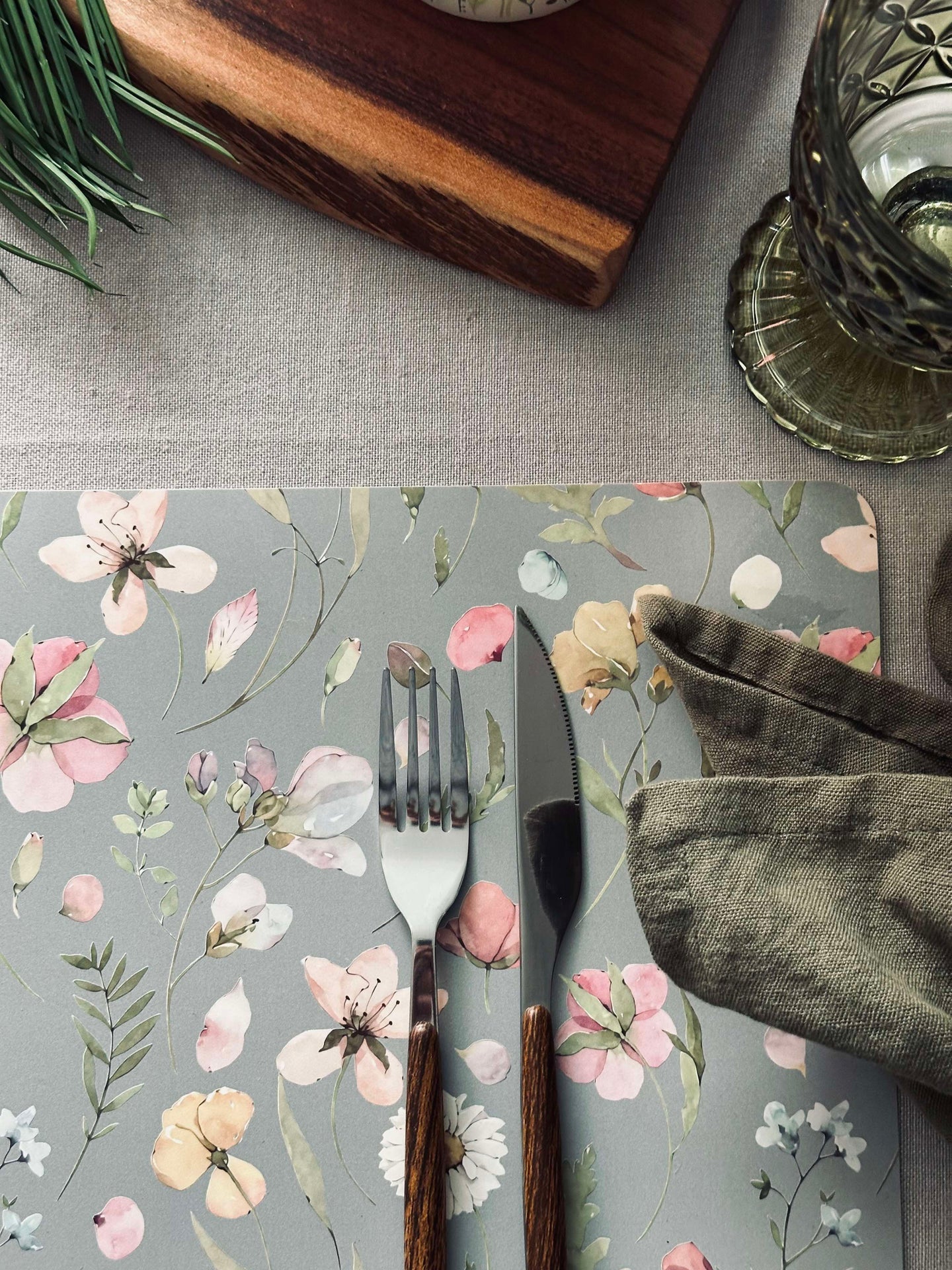 Platzset Flora - Grau