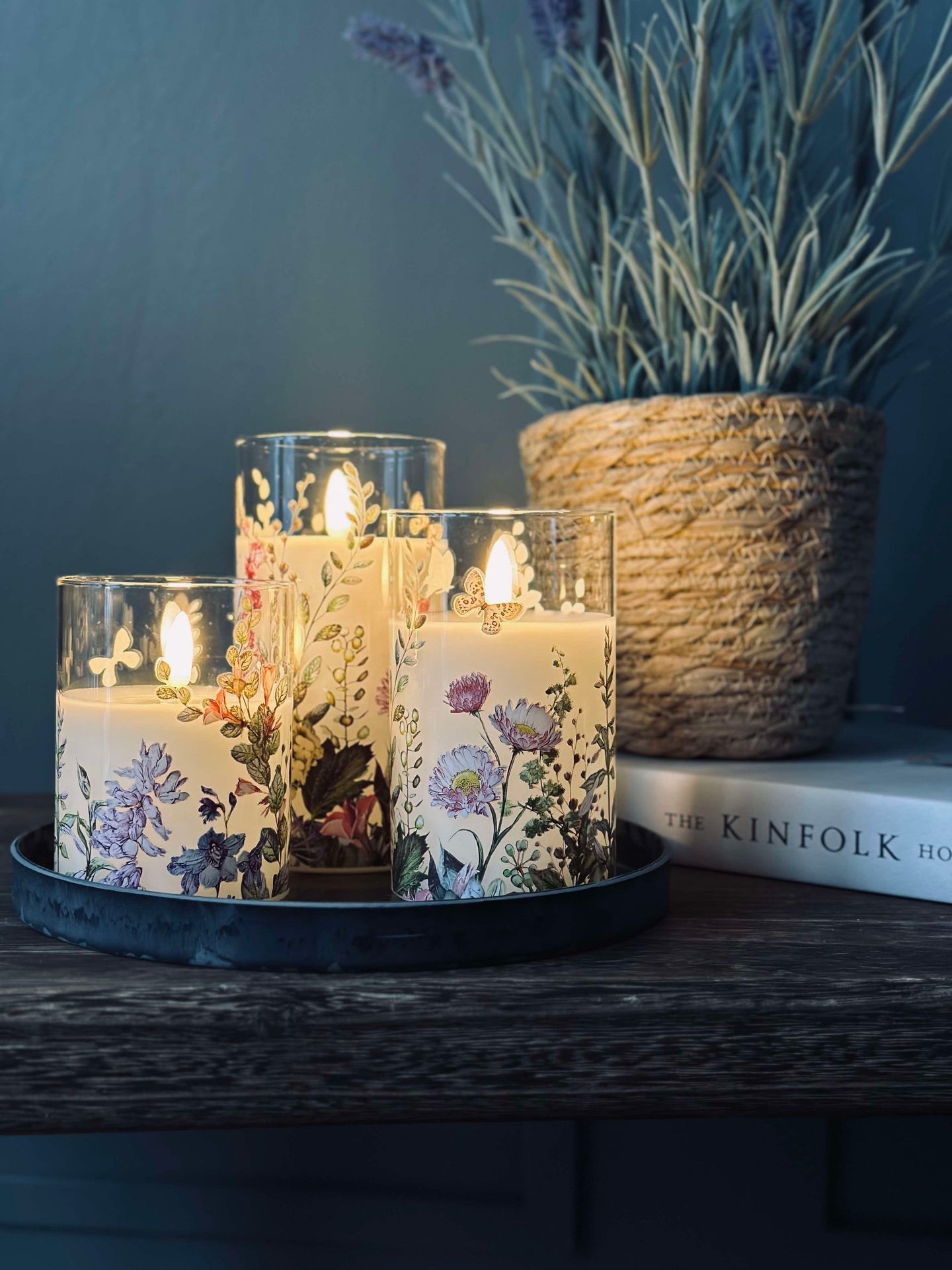 LED FLORA Cylinder – Set mit 3 Stück und Fernbedienung