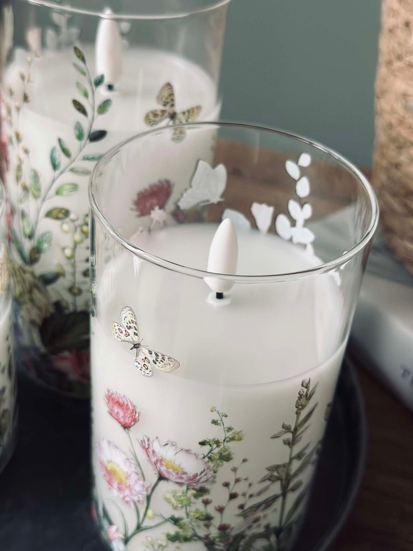 LED FLORA Cylinder – Set mit 3 Stück und Fernbedienung