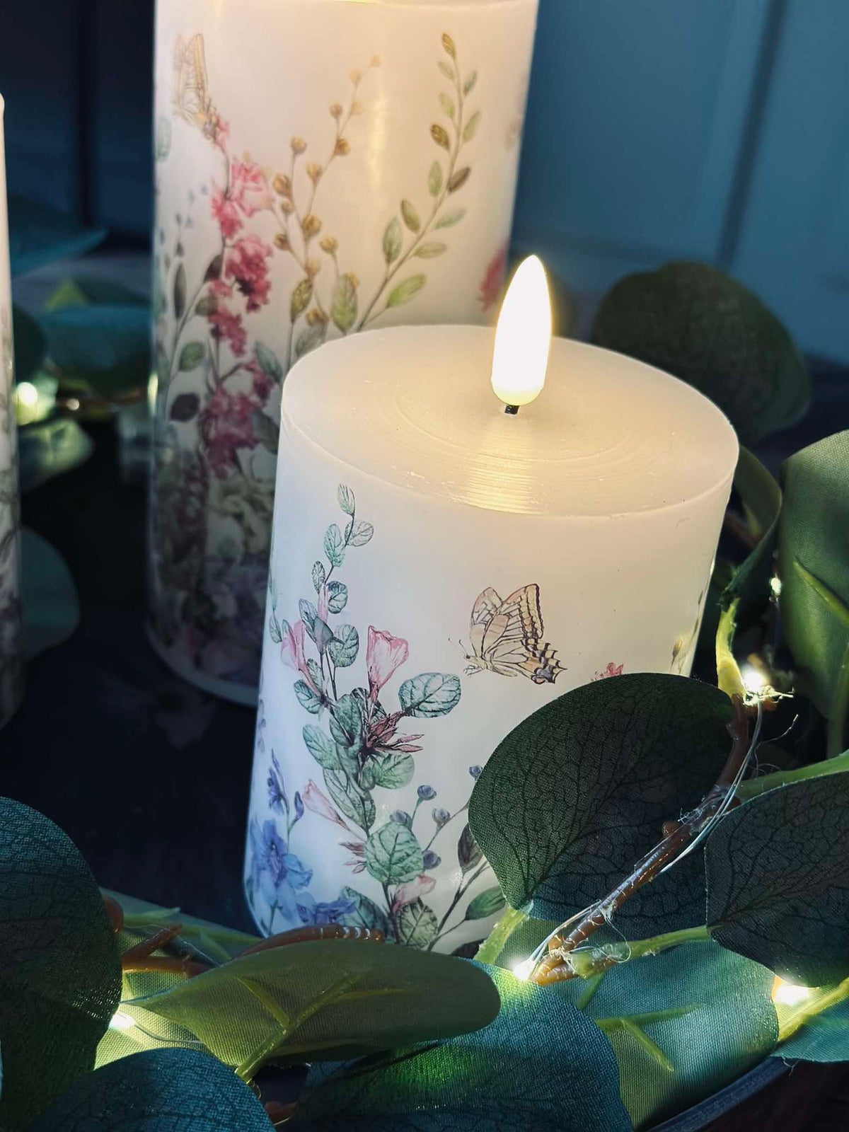 LED-Blockkerzen FLORA – Set mit 3 Stück und Fernbedienung