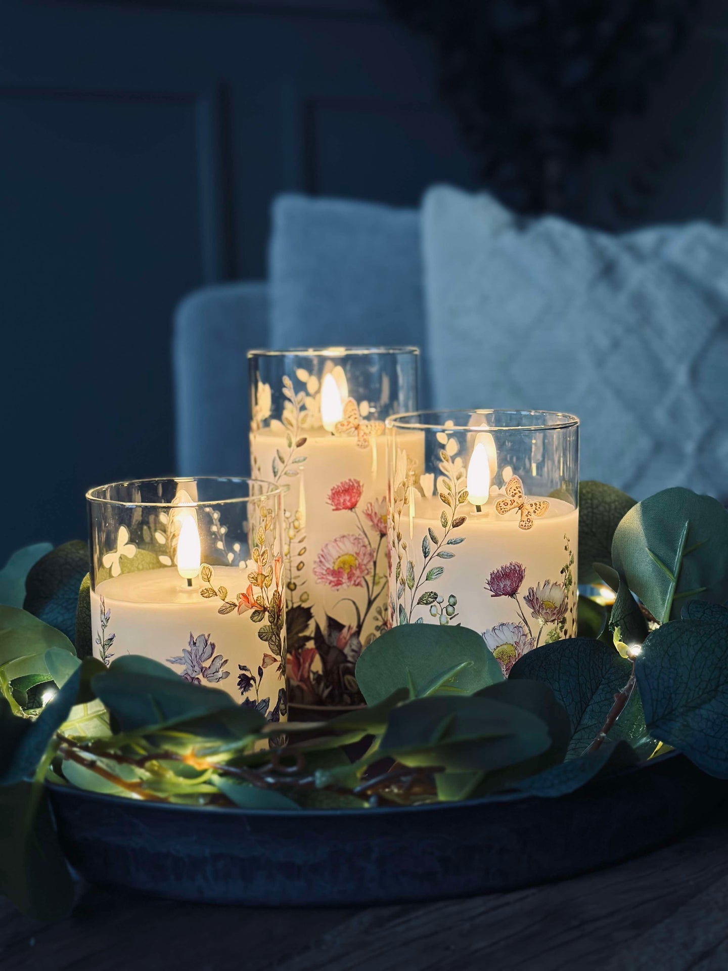 LED FLORA Cylinder – Set mit 3 Stück und Fernbedienung