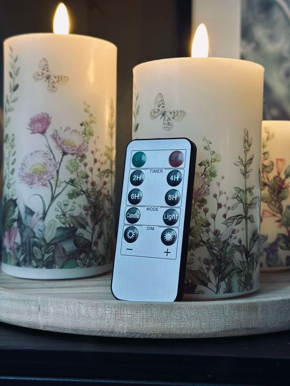 LED-Blockkerzen FLORA – Set mit 3 Stück und Fernbedienung