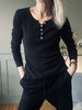 Basic-Bluse mit Knöpfen – Black