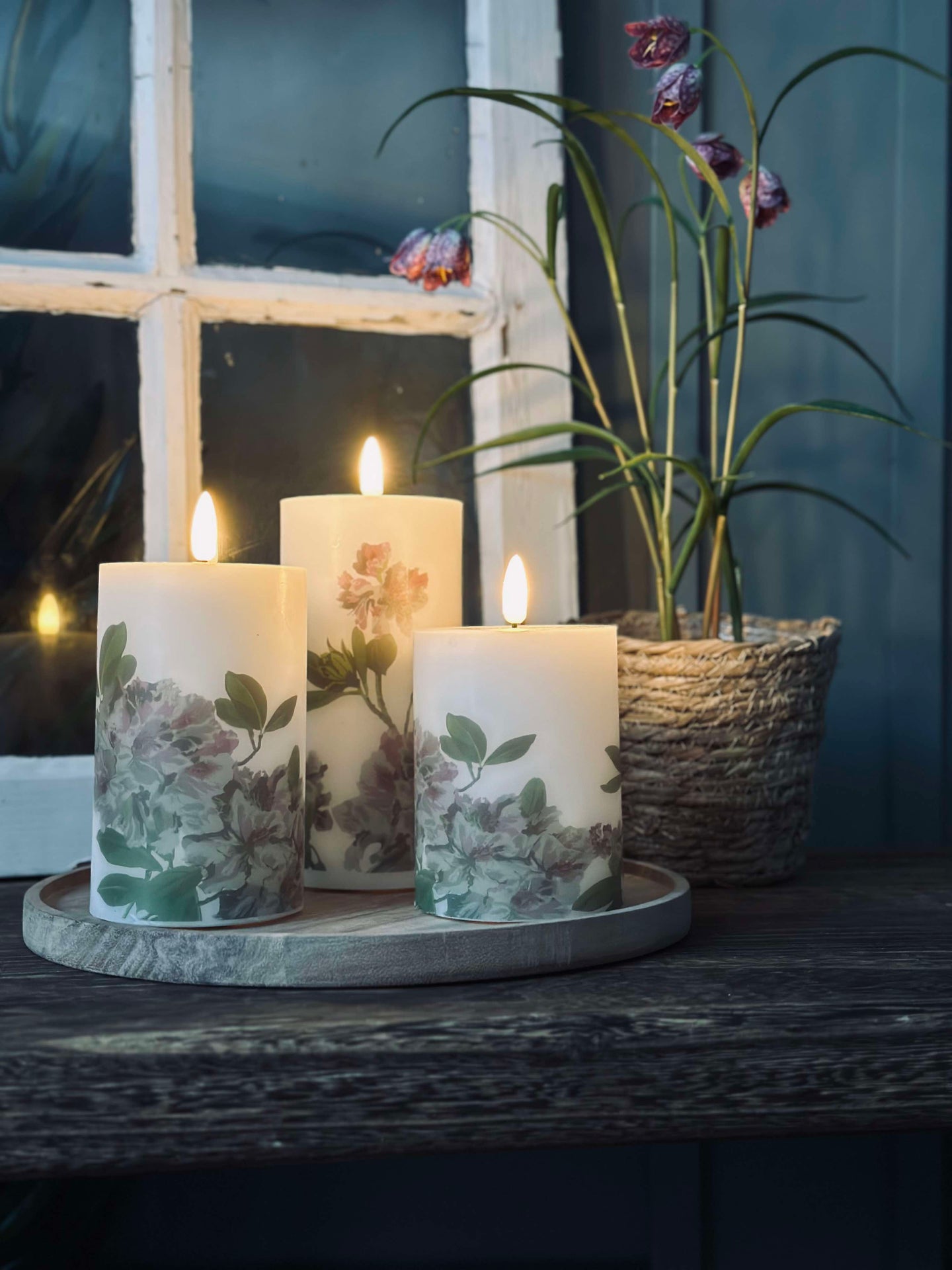 LED Hortensie – Set mit 3 Stk. und Fernbedienung