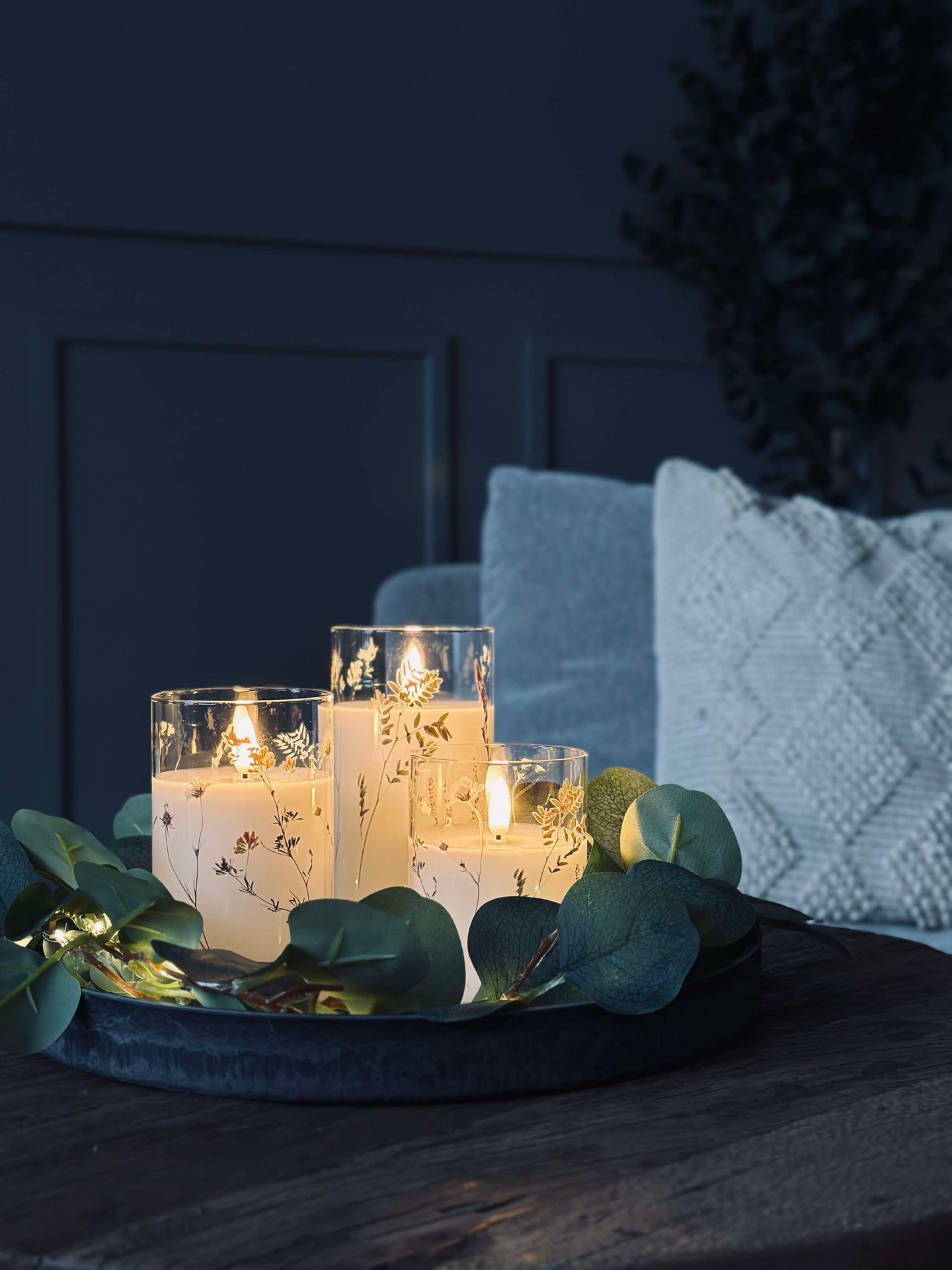 LED FLORA Cylinder – Set mit 3 Stück und Fernbedienung