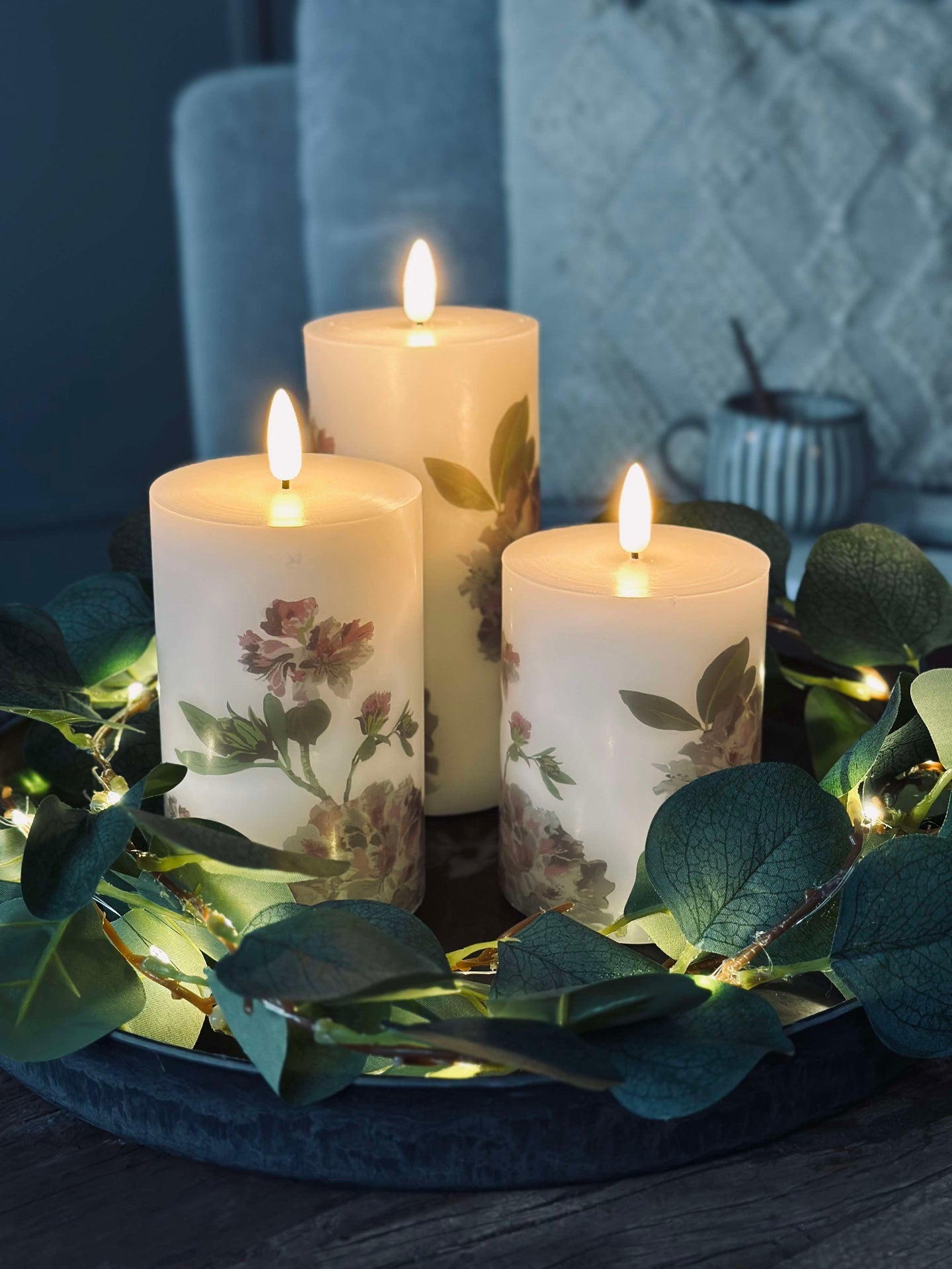 LED Hortensie – Set mit 3 Stk. und Fernbedienung