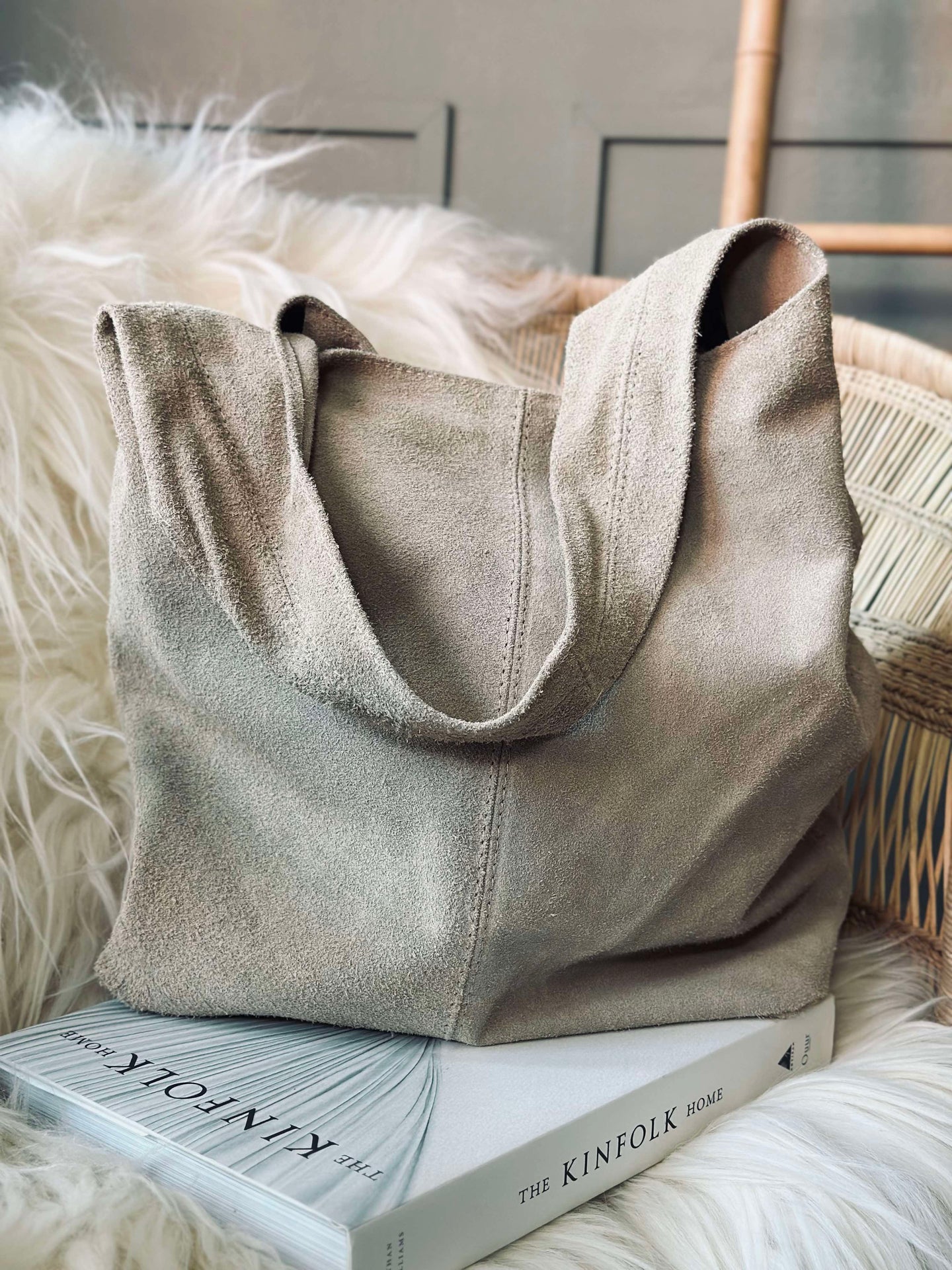 Shopper Beige Veloursleder