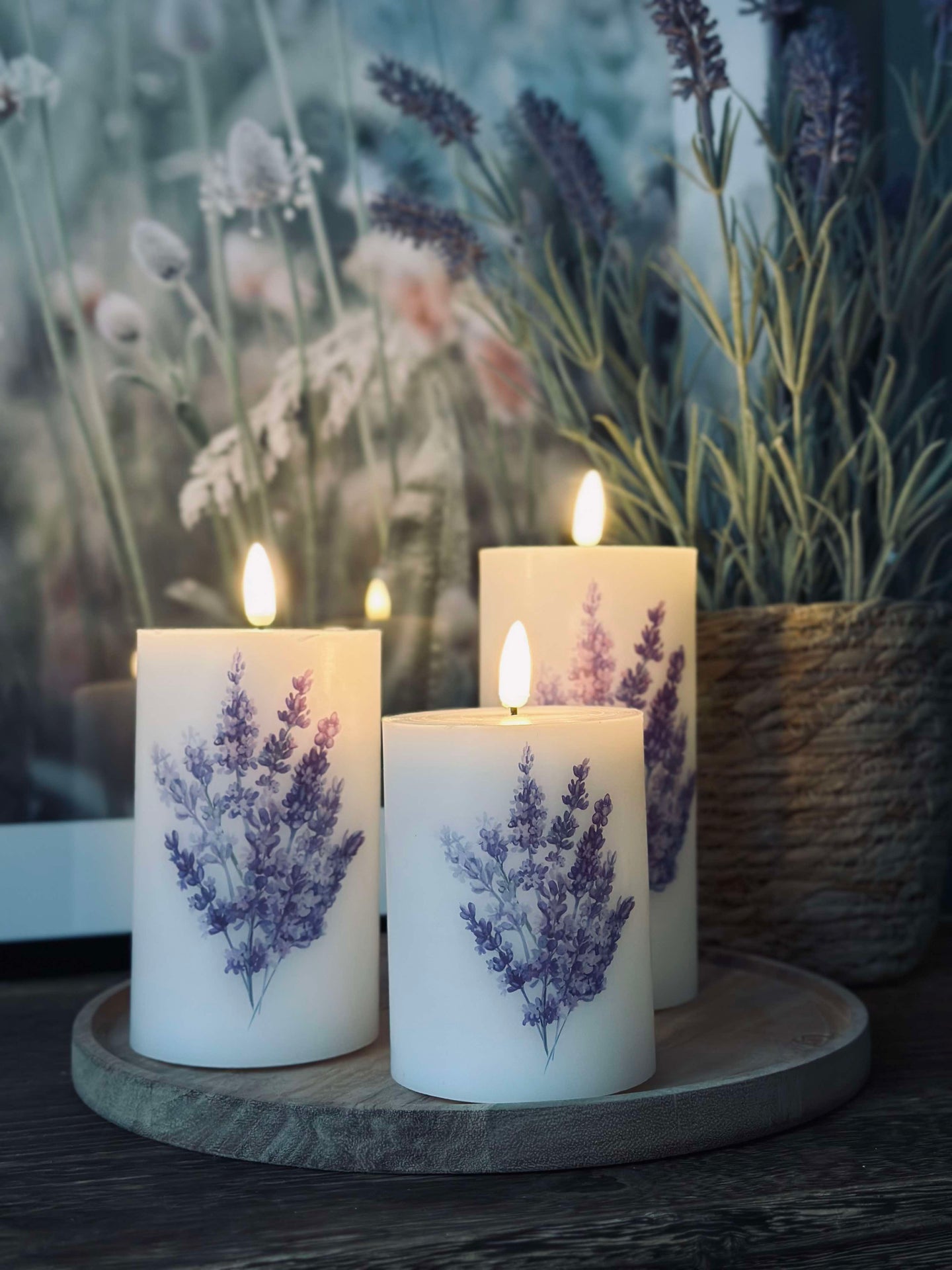 LED FLORA Lavendel – Set mit 3 Stück und Fernbedienung