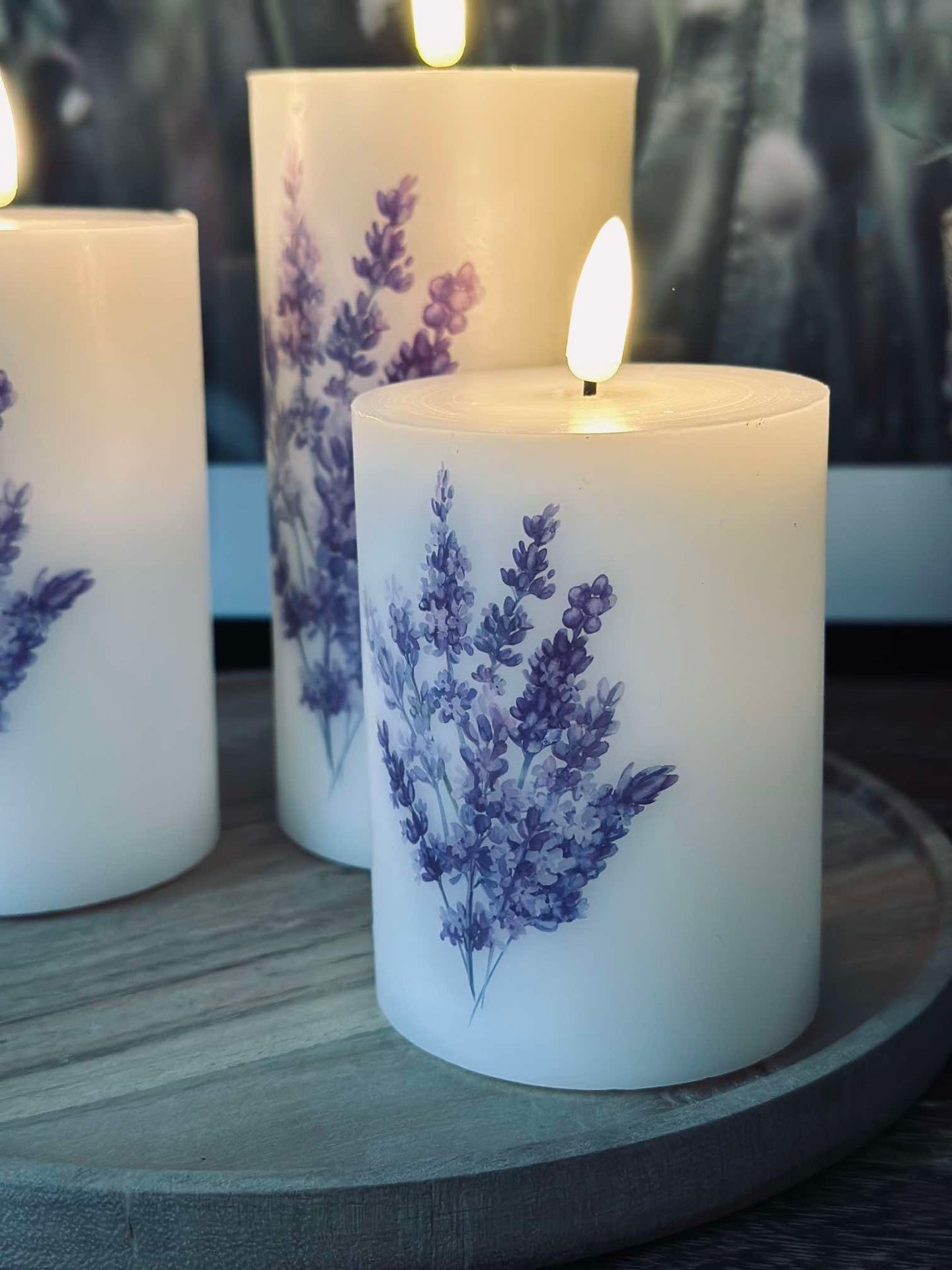LED FLORA Lavendel – Set mit 3 Stück und Fernbedienung