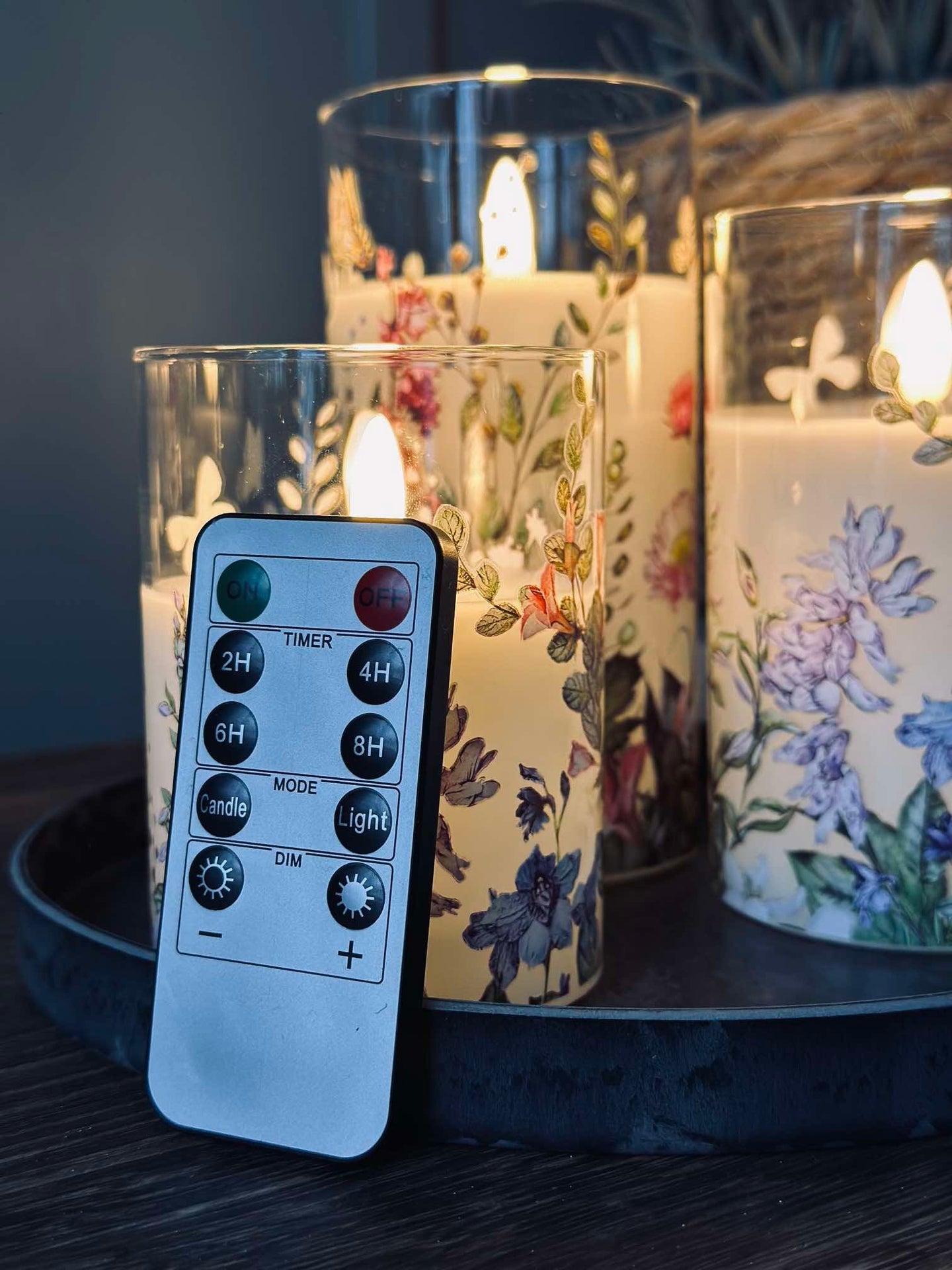 LED FLORA Cylinder – Set mit 3 Stück und Fernbedienung