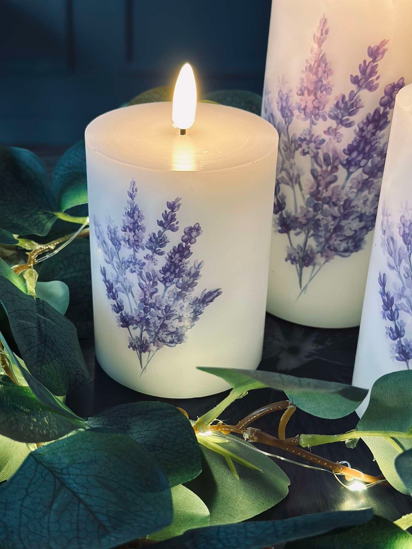 LED FLORA Lavendel – Set mit 3 Stück und Fernbedienung