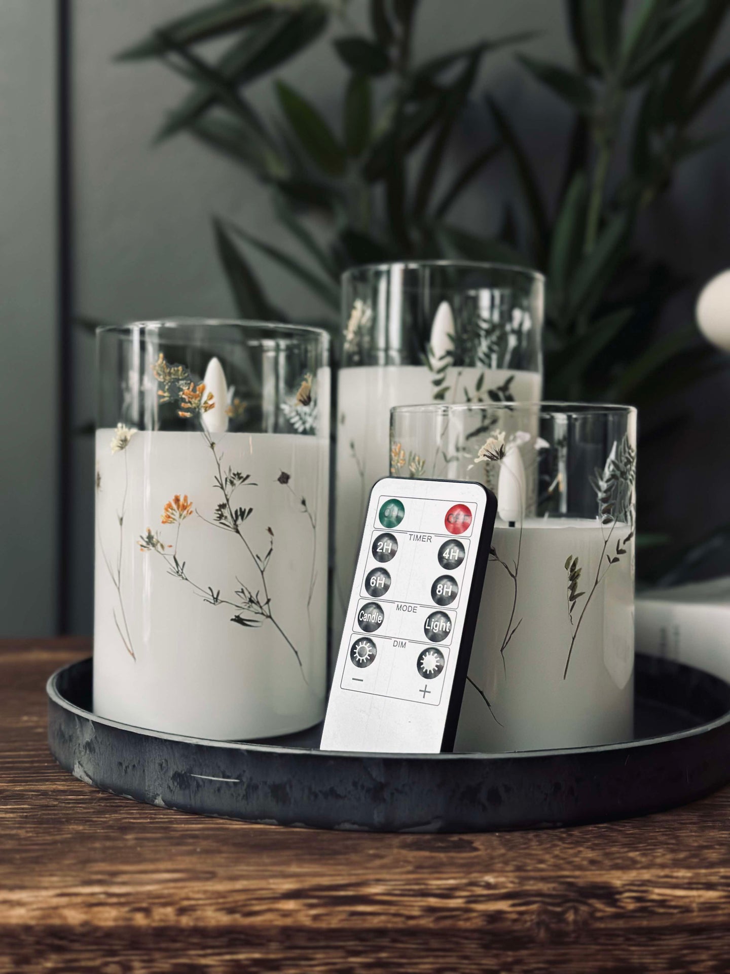 LED FLORA Cylinder – Set mit 3 Stück und Fernbedienung