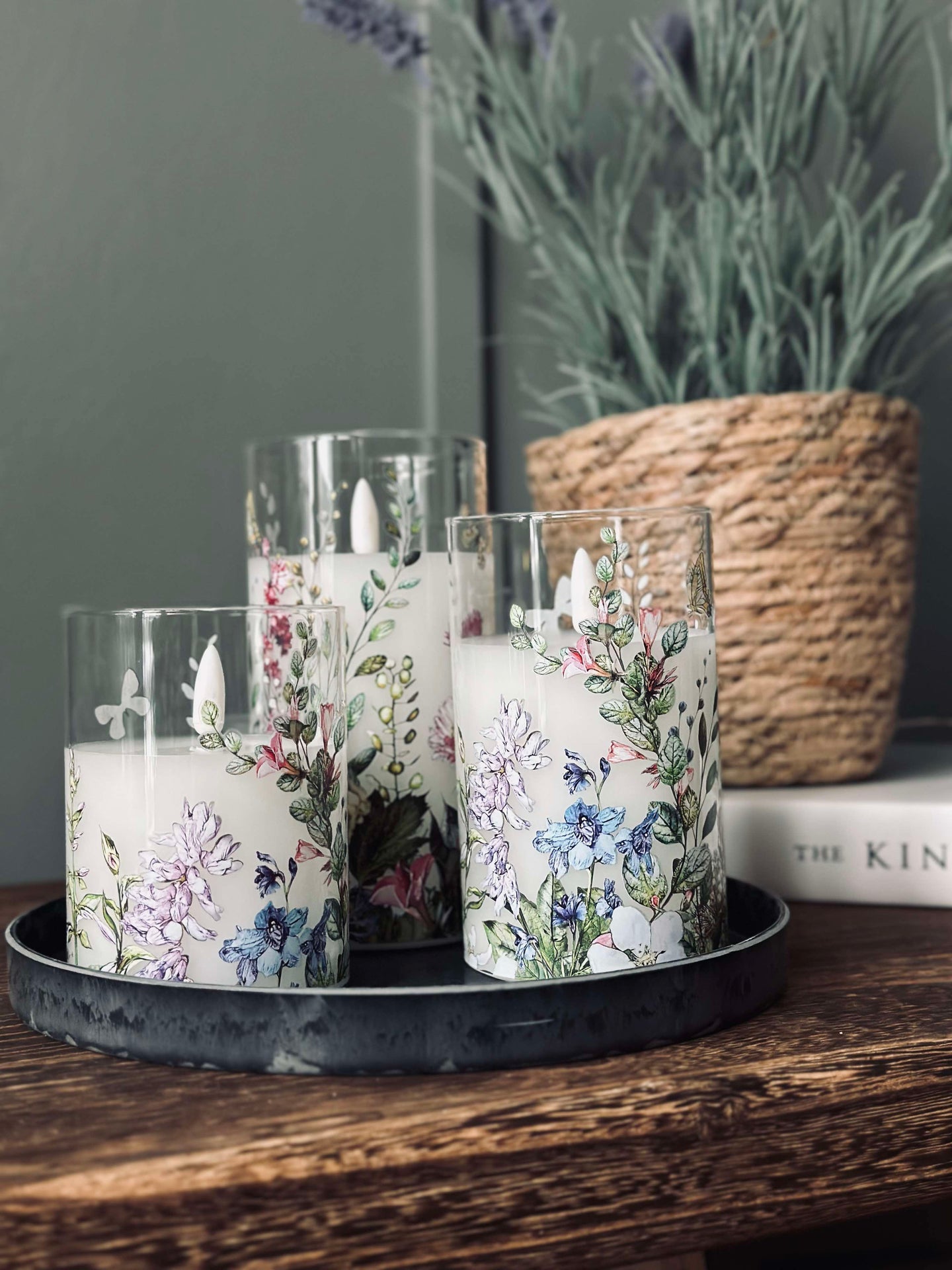 LED FLORA Cylinder – Set mit 3 Stück und Fernbedienung